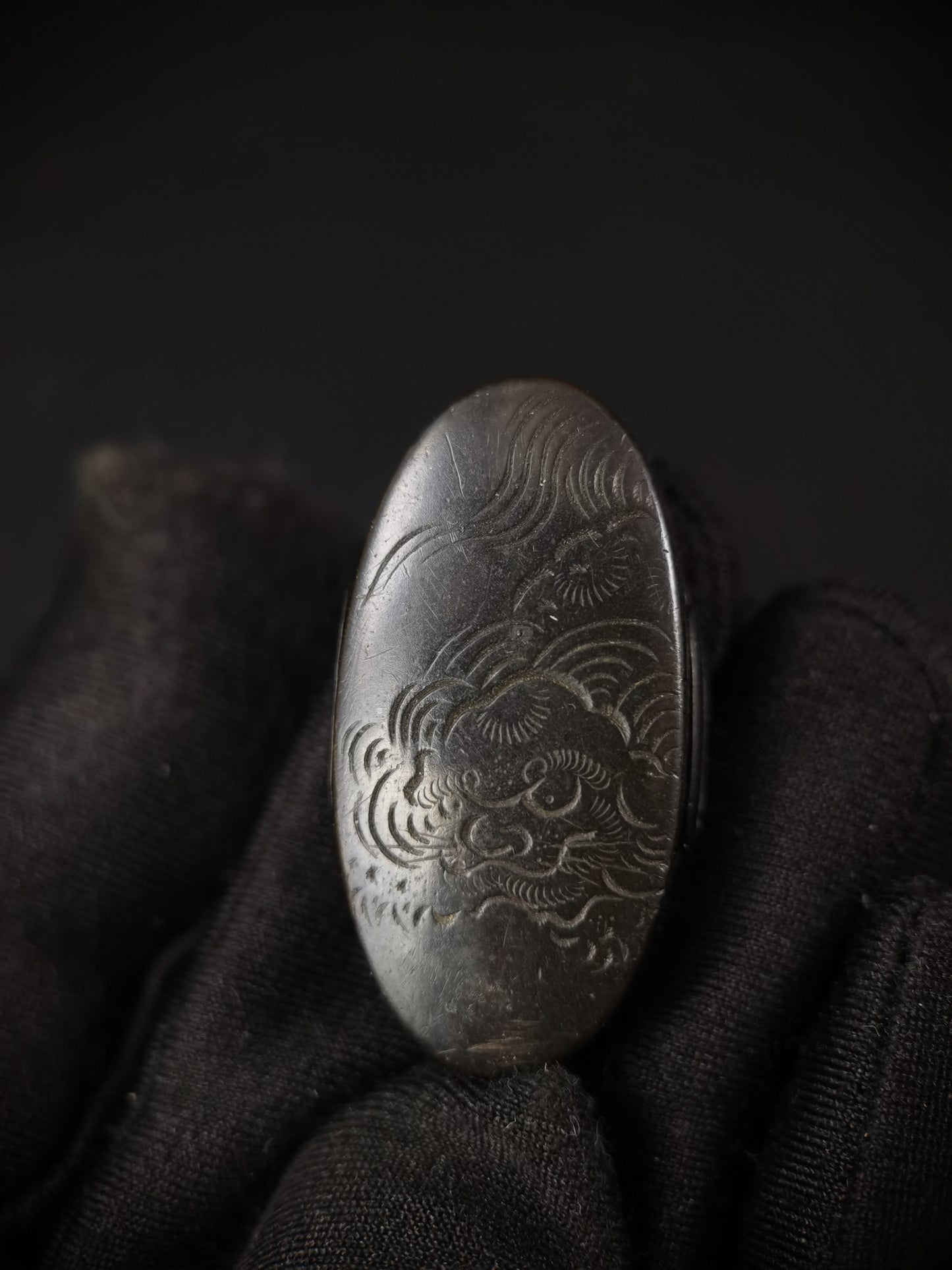 Japanese Lion Dog Fuchi & Kashira for Katana and Wakziashi Edo Period Antique B105