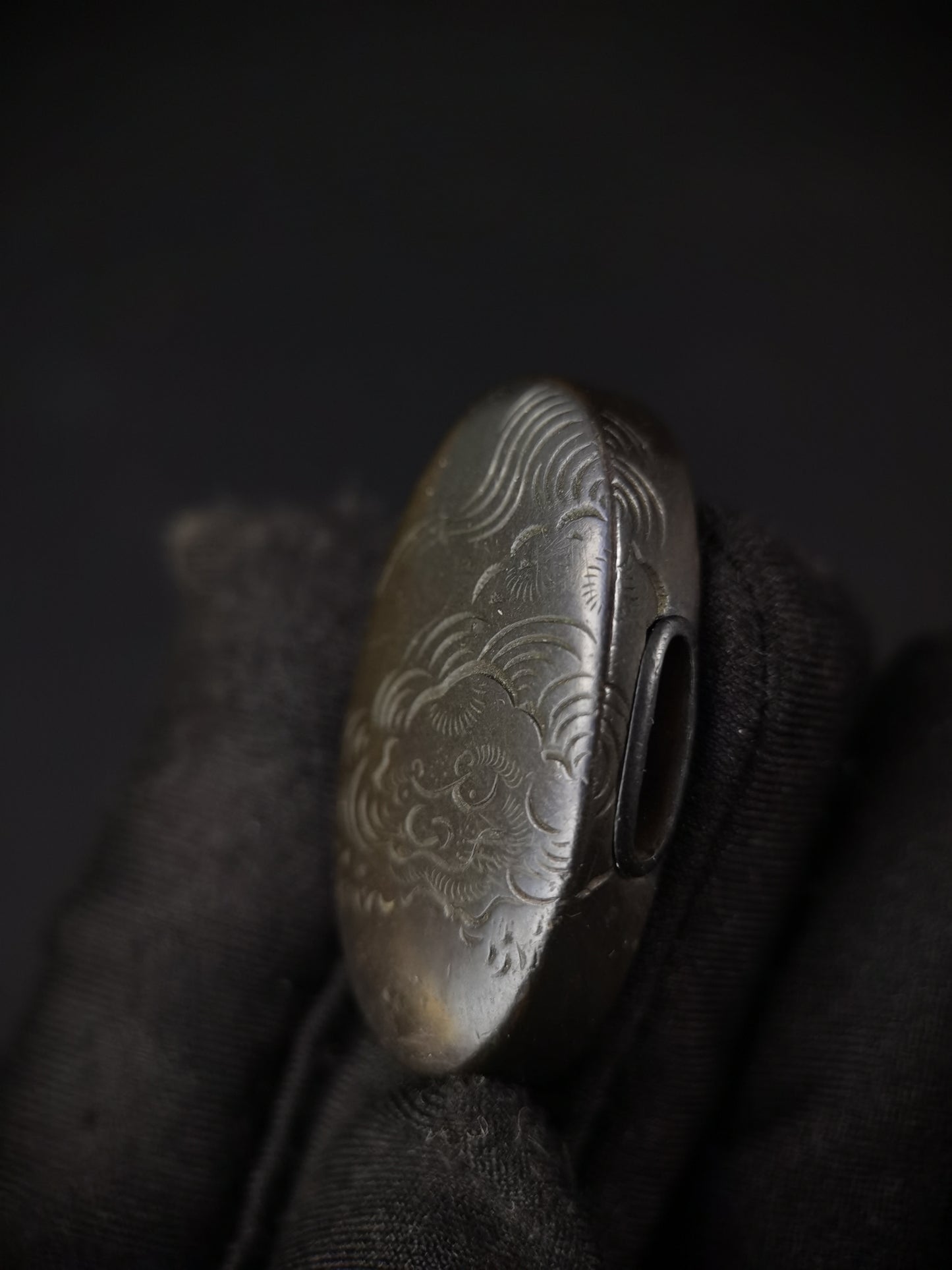 Japanese Lion Dog Fuchi & Kashira for Katana and Wakziashi Edo Period Antique B105
