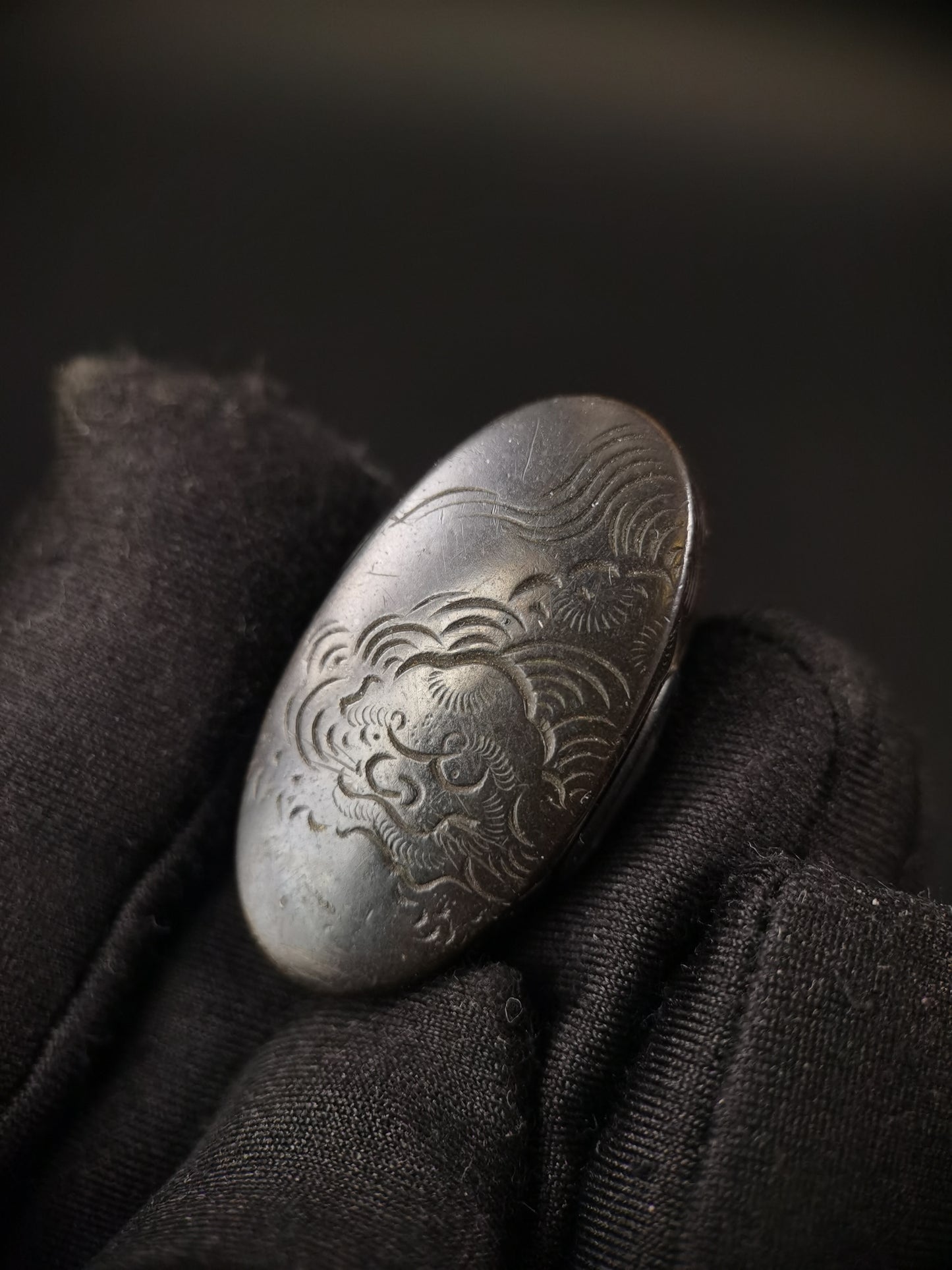 Japanese Lion Dog Fuchi & Kashira for Katana and Wakziashi Edo Period Antique B105