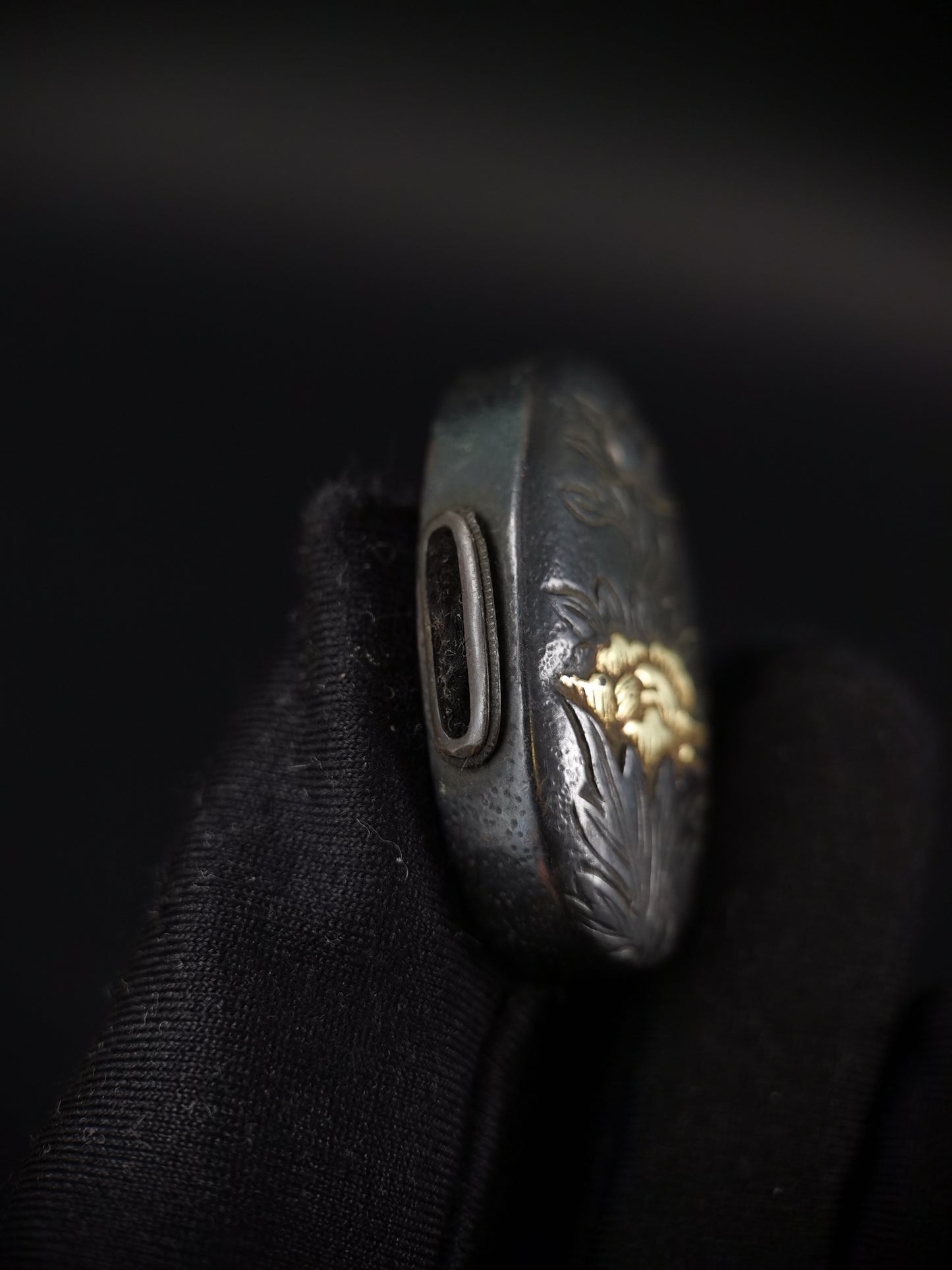 Japanese Peony Fuchi & Kashira for Katana and Wakziashi Edo Period Antique B108