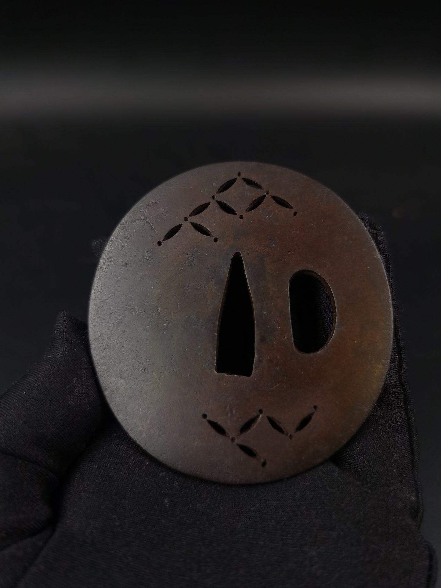 Japanese Ancient Money Pattern Tsuba for Wakziashie Edo Period Antique A244