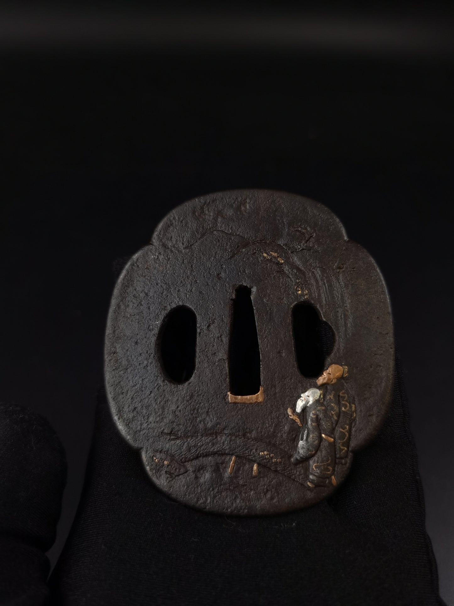 Japanese Sages Pattern Tsuba for Katana and Wakziashi Edo Period Antique A249