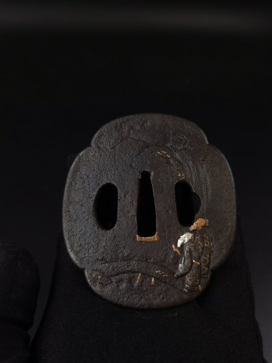 Japanese Sages Pattern Tsuba for Katana and Wakziashi Edo Period Antique A249