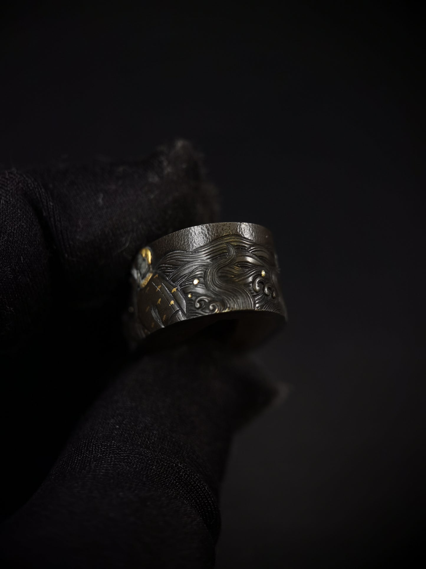 Japanese Immortal Crane and Immortal Turtle Fuchi Kashira for Katana and Wakziashi Edo Period Antique B112