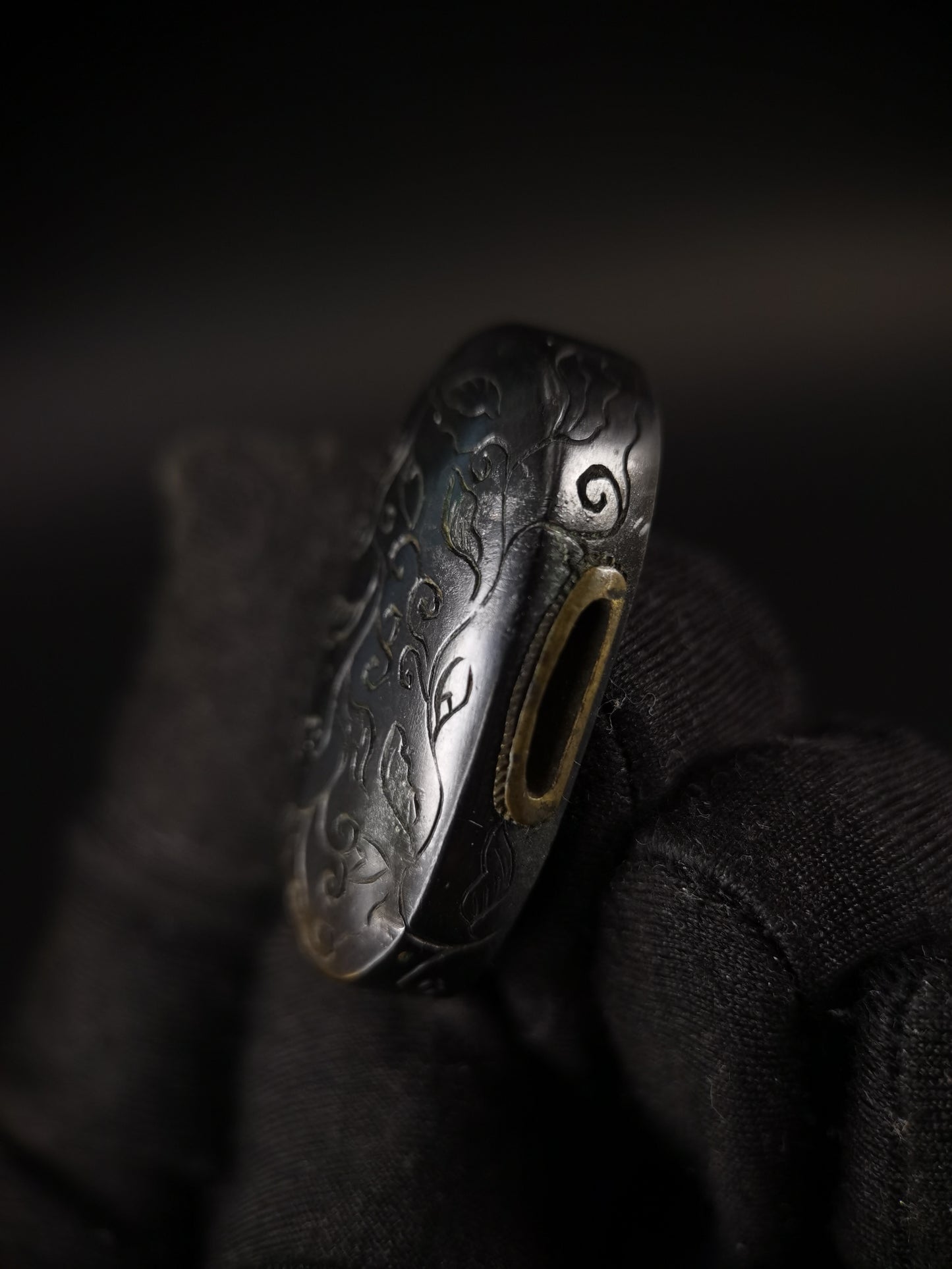 Japanese Type Curling Grass Fuchi & Kashira for Katana and Wakziashi Edo Period B114