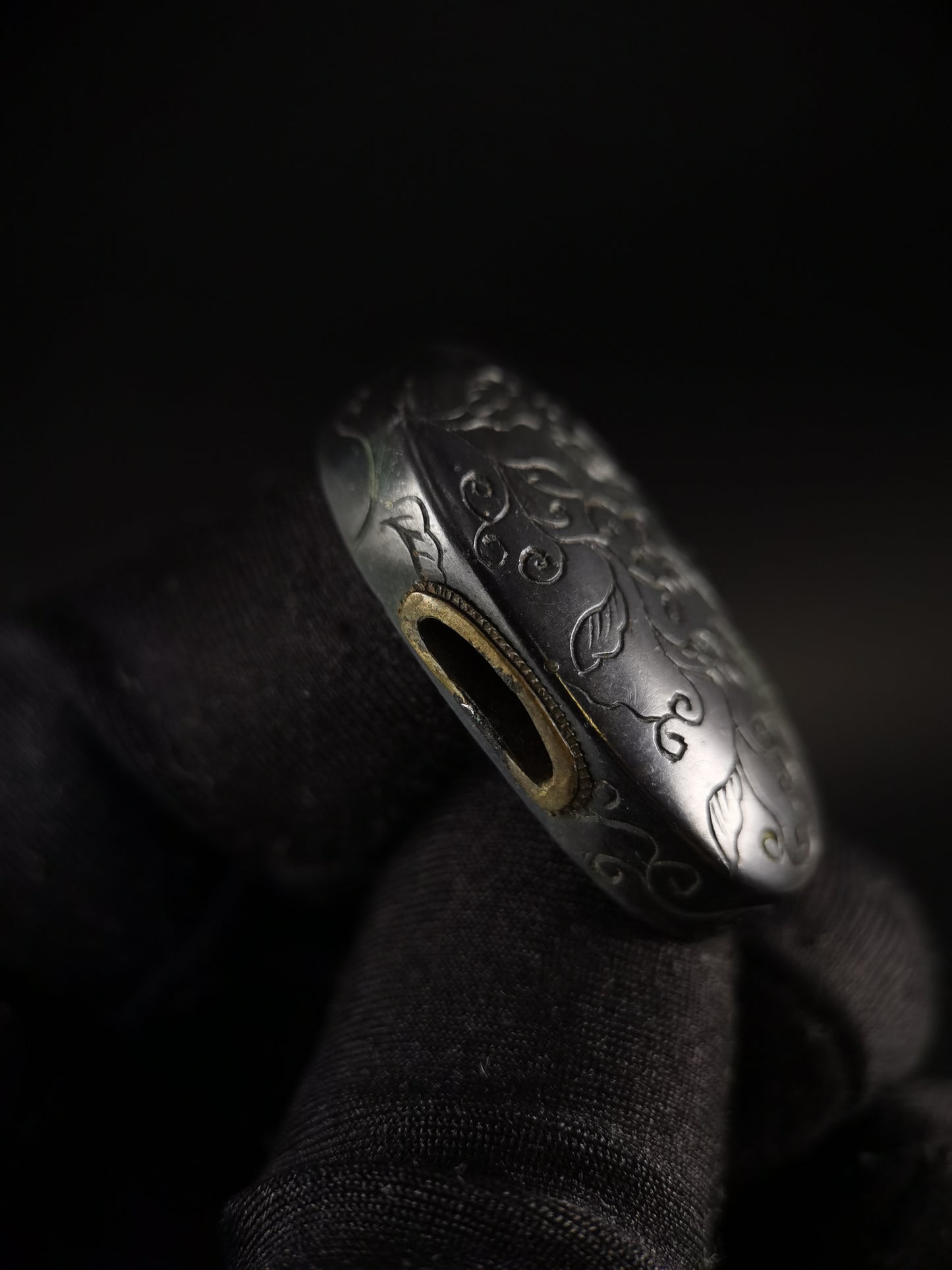 Japanese Type Curling Grass Fuchi & Kashira for Katana and Wakziashi Edo Period B114