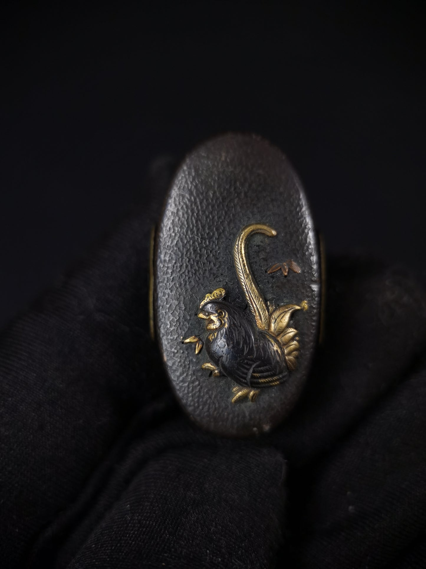 Japanese Parent child chicken Fuchi & Kashira for Katana and Wakziashi Edo Period B115