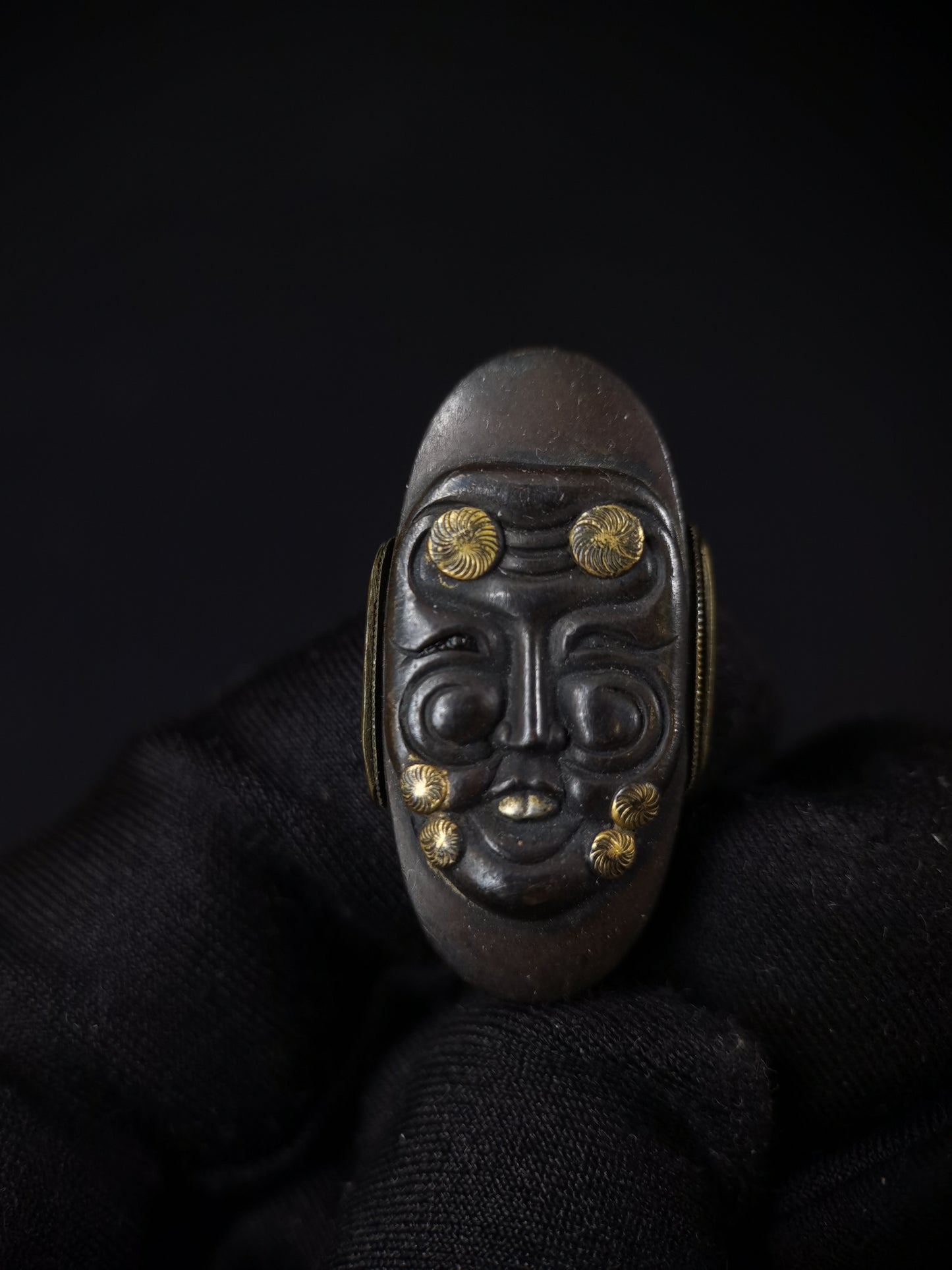 Japanese Noh drama equipme Pattern Fuchi & Kashira for Wakziashi Edo Period Antique B119