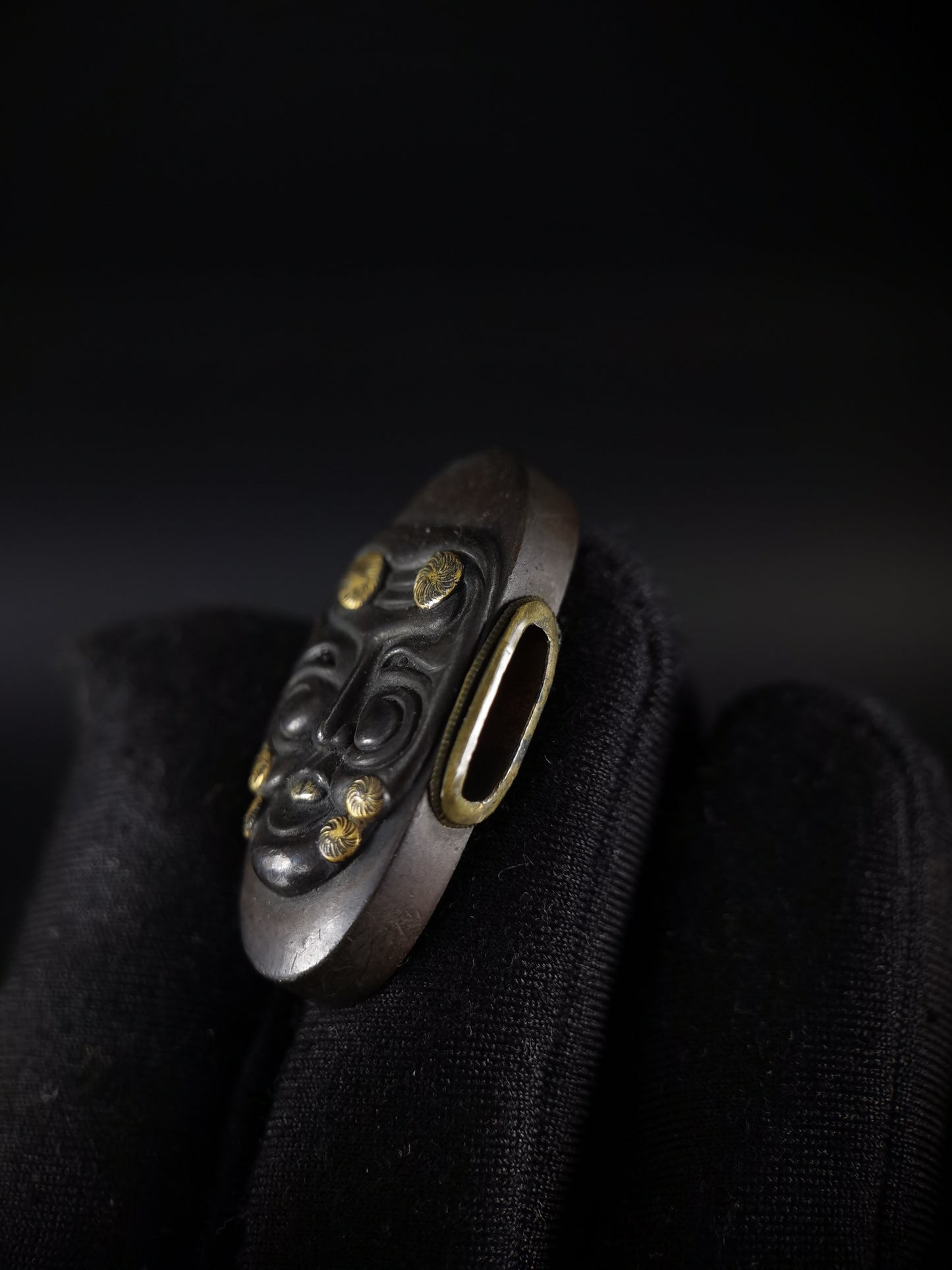Japanese Noh drama equipme Pattern Fuchi & Kashira for Wakziashi Edo Period Antique B119