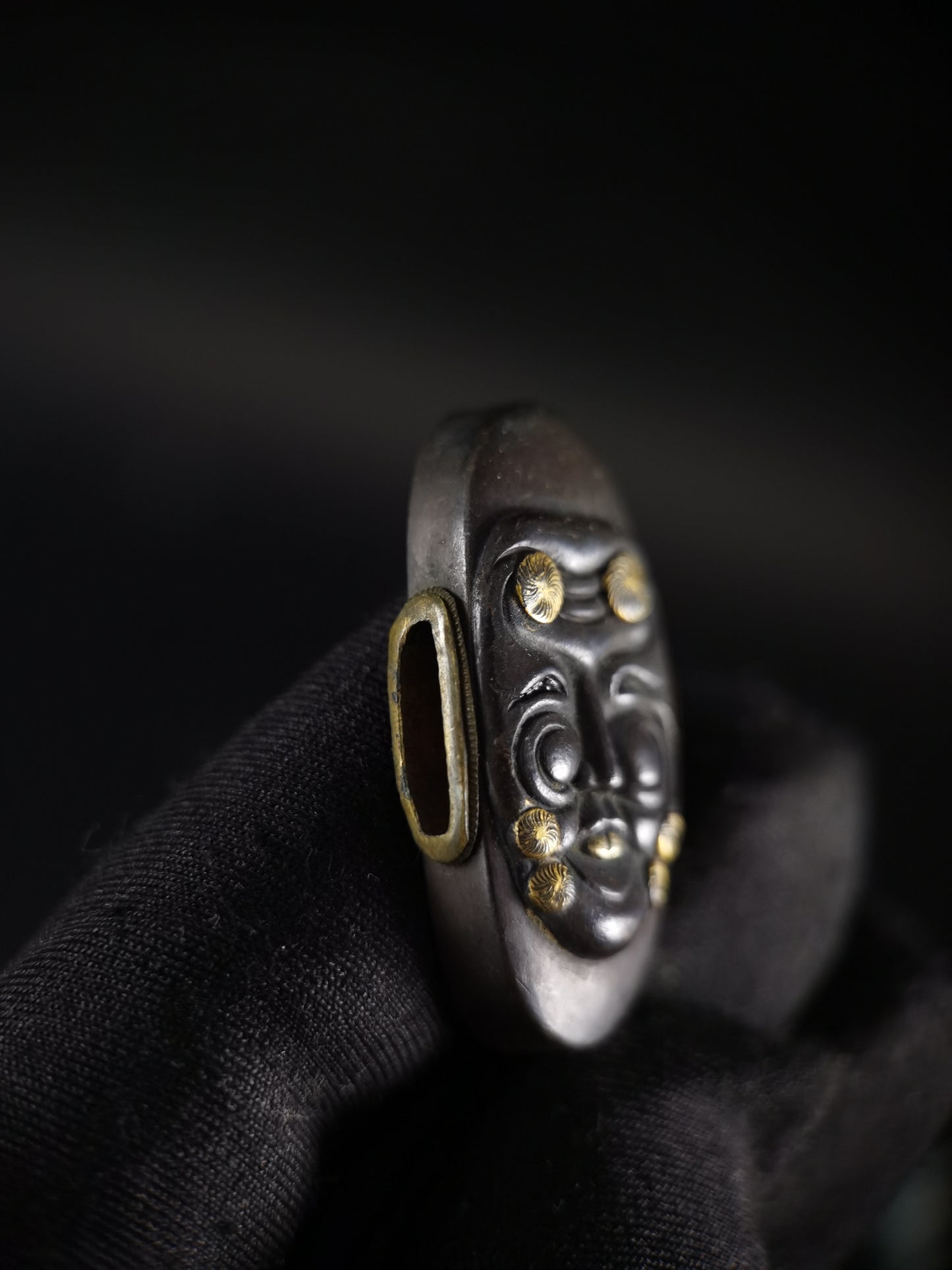 Japanese Noh drama equipme Pattern Fuchi & Kashira for Wakziashi Edo Period Antique B119