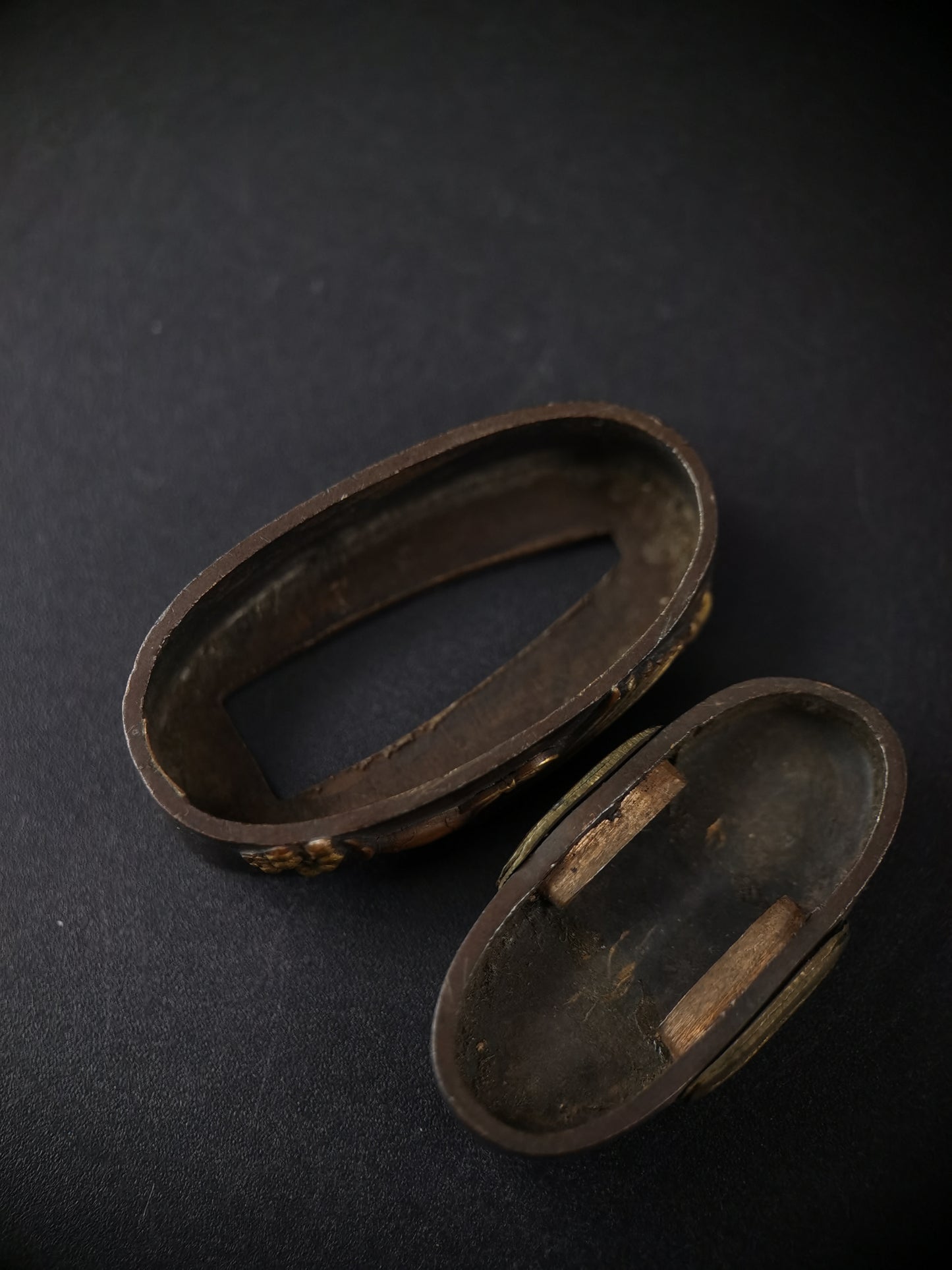 Japanese Noh drama equipme Pattern Fuchi & Kashira for Wakziashi Edo Period Antique B119