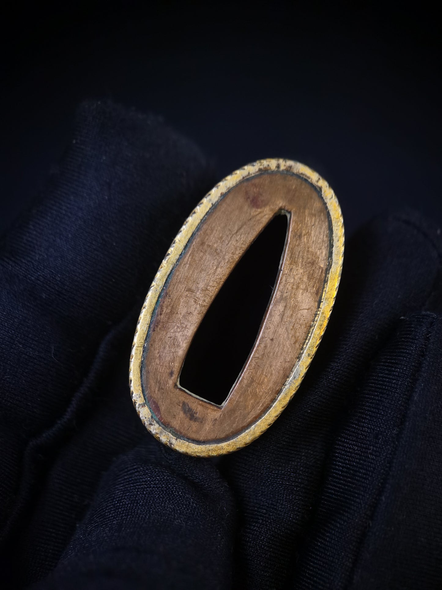 Japanese Water Wheel Pattern Pattern Single Fuchi for Katana Wakziashi Edo Period Antique F168