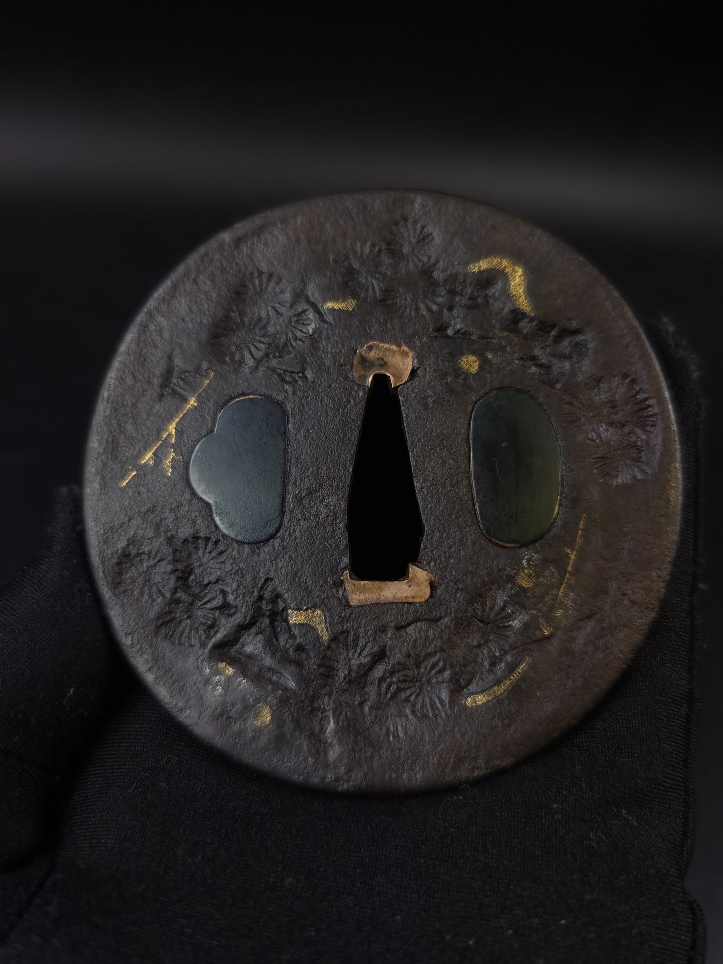Japanese Antique Pine and Plum Tsuba for Katana and Wakziashi Edo Period A263