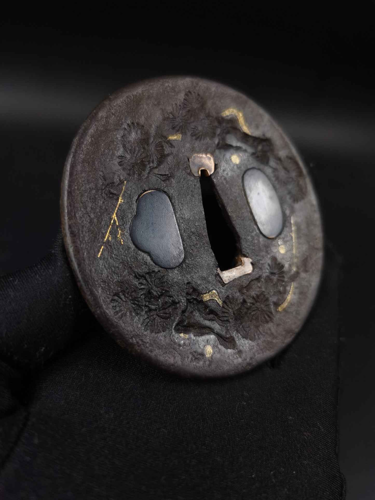 Japanese Antique Pine and Plum Tsuba for Katana and Wakziashi Edo Period A263