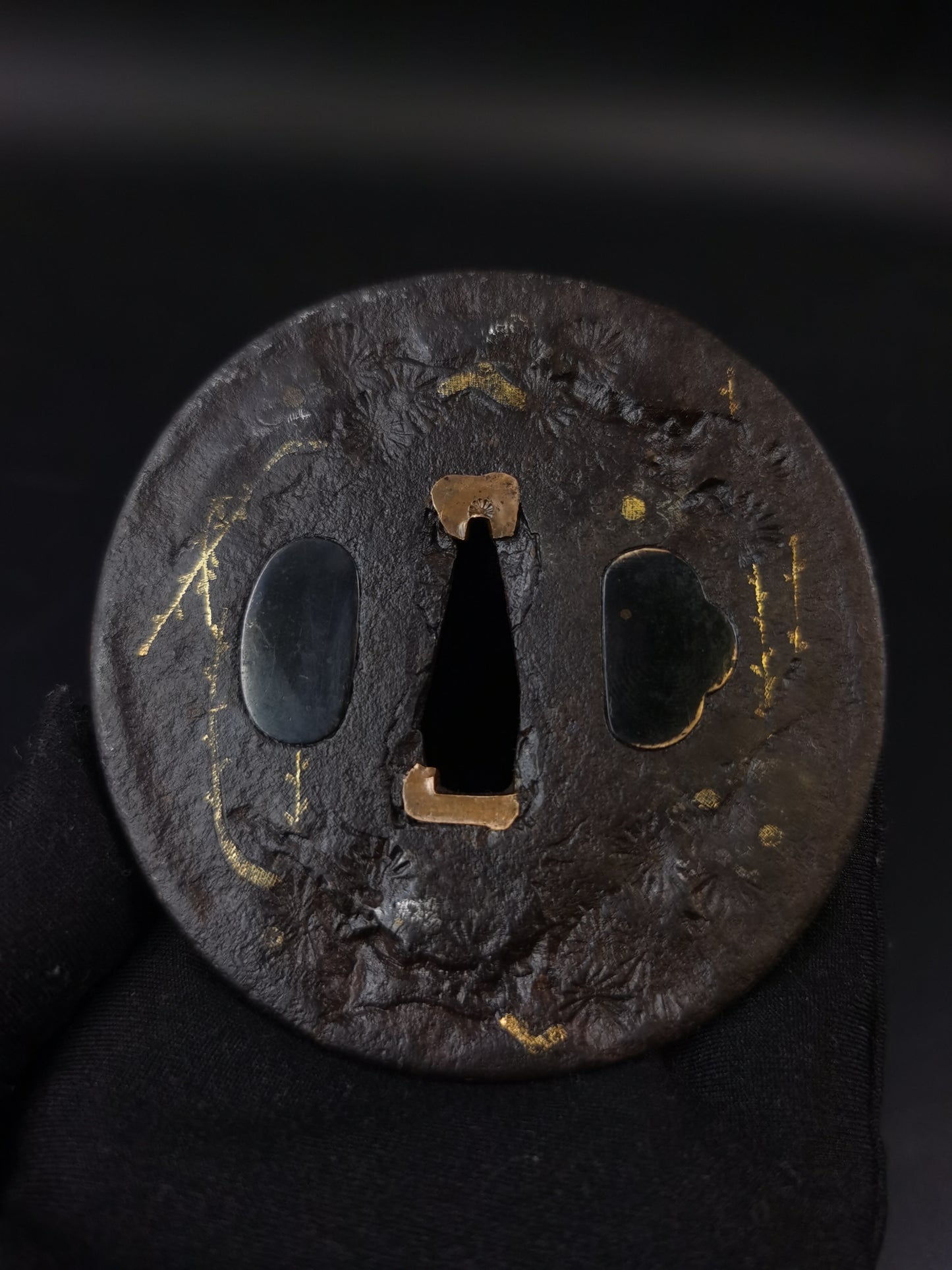 Japanese Antique Pine and Plum Tsuba for Katana and Wakziashi Edo Period A263
