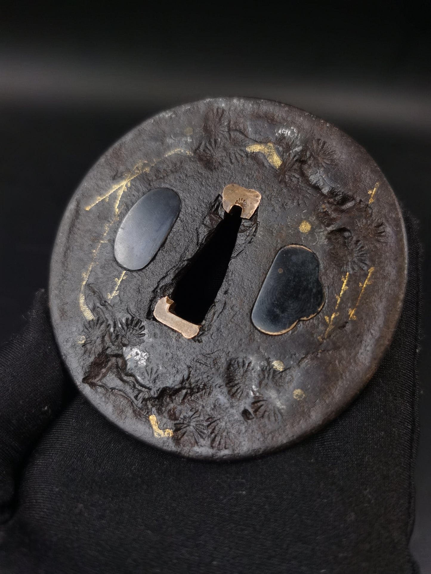 Japanese Antique Pine and Plum Tsuba for Katana and Wakziashi Edo Period A263