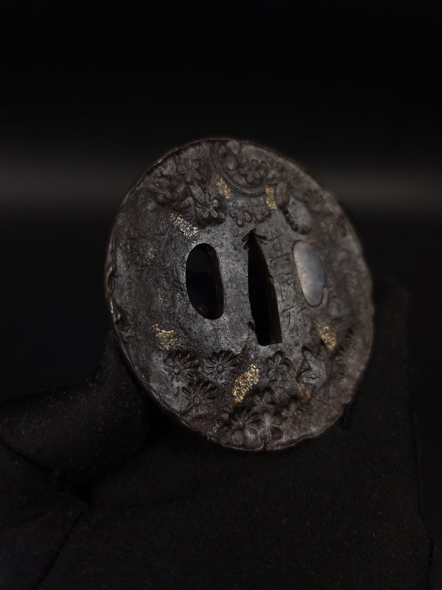 Japanese Antique Flower Tsuba for Katana and Wakziashi Edo Period A268