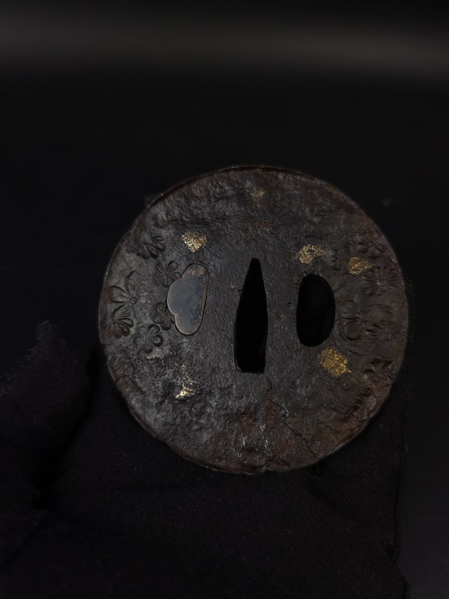 Japanese Antique Flower Tsuba for Katana and Wakziashi Edo Period A268