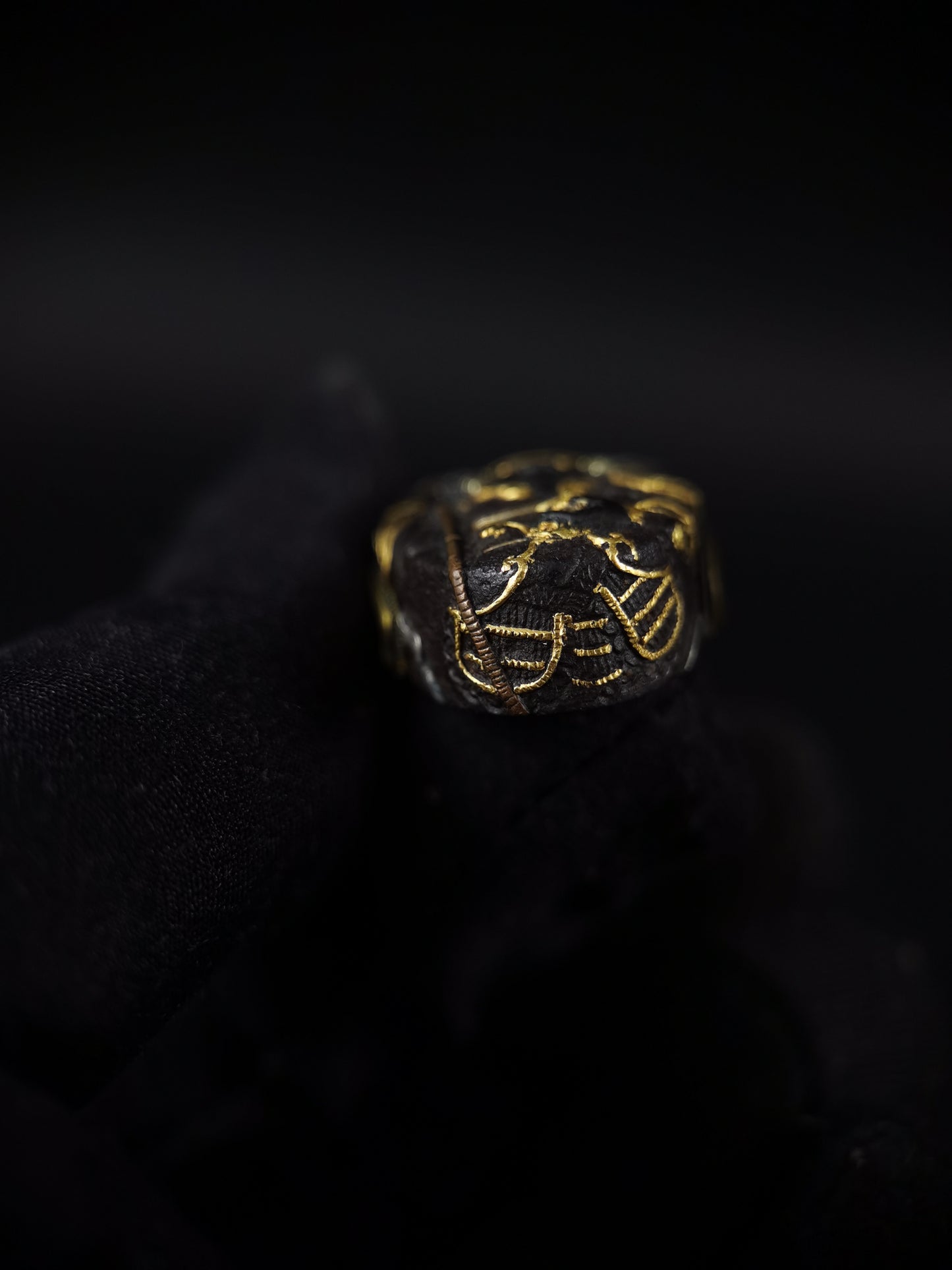 Japanese Bishamonten Pattern Fuchi Kashira for Katana and Wakziashi Edo Period Antique B121
