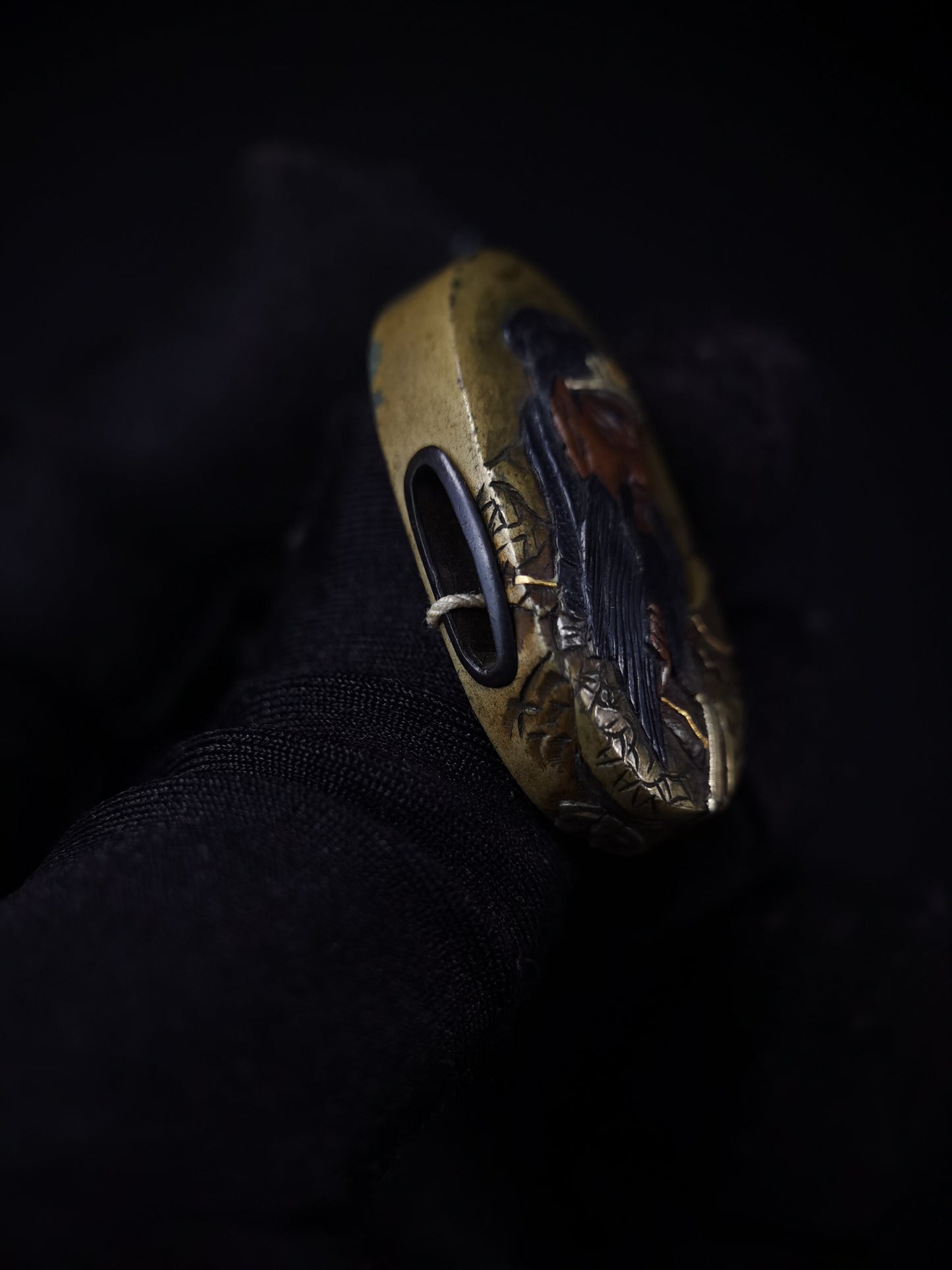 Japanese Guan Yu of the Three Kingdoms Fuchi Kashira for Katana and Wakziashi Edo Period Antique B122