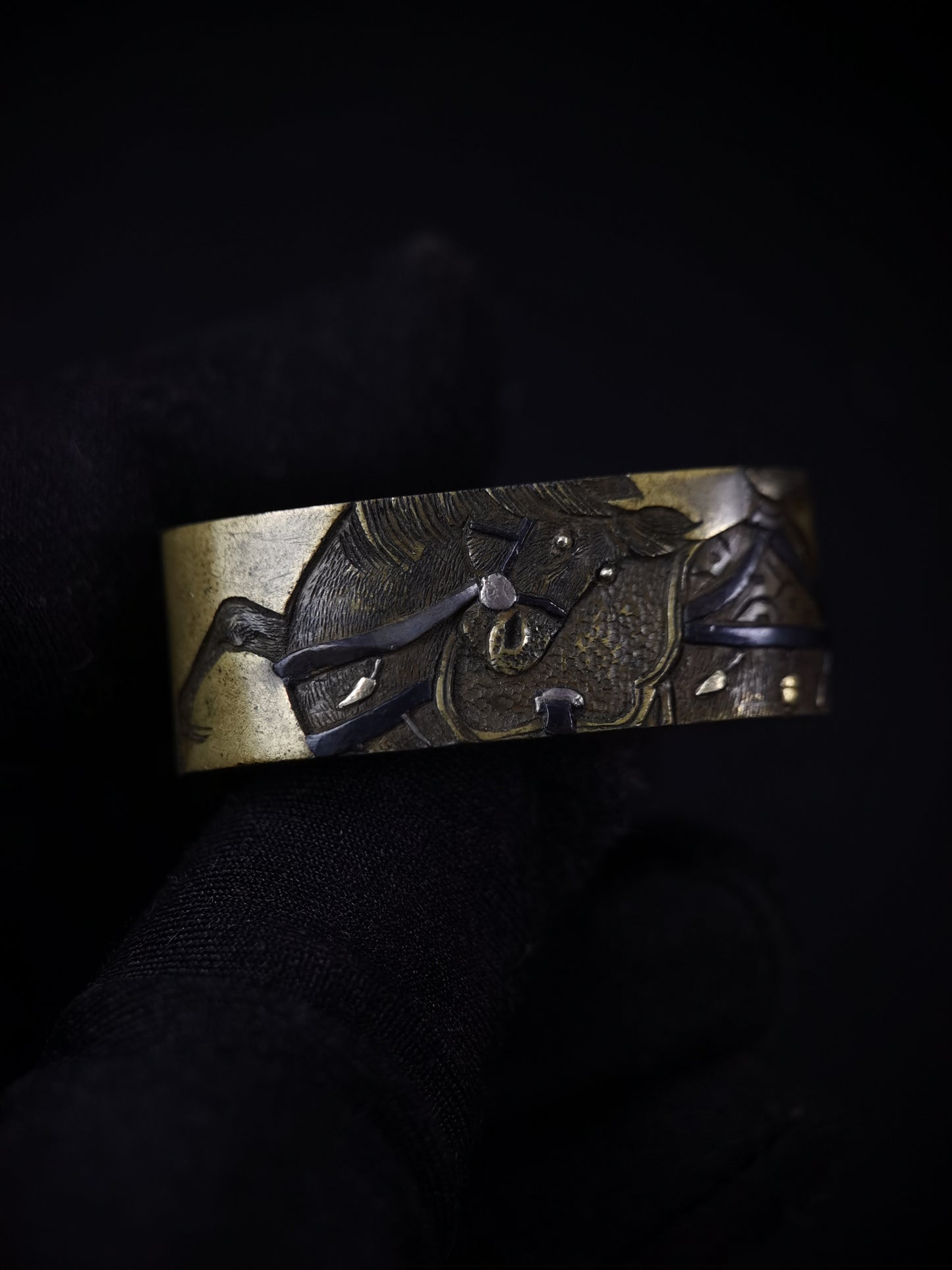 Japanese Guan Yu of the Three Kingdoms Fuchi Kashira for Katana and Wakziashi Edo Period Antique B122