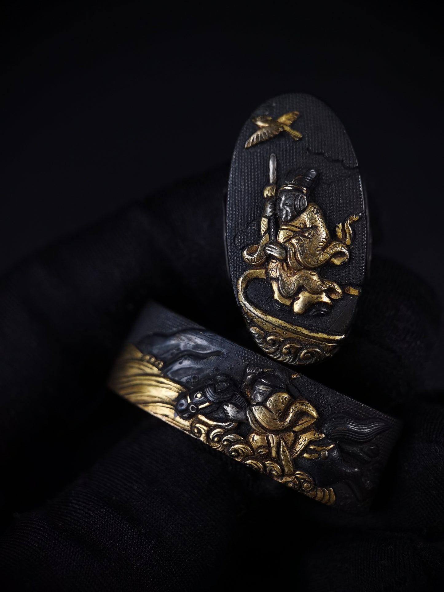 Japanese The Battle of Red Cliffs Fuchi & Kashira for Katana and Wakziashi Edo Period B125