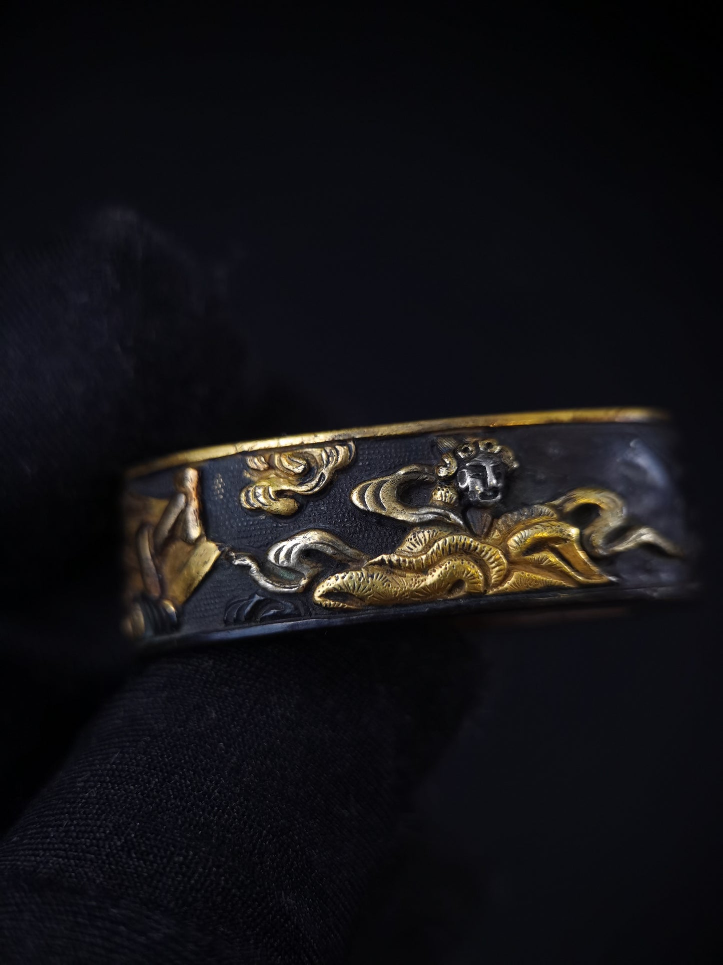 Japanese The Weaving Maiden and the Herd Boy Fuchi & Kashira for Wakziashi Edo Period B126