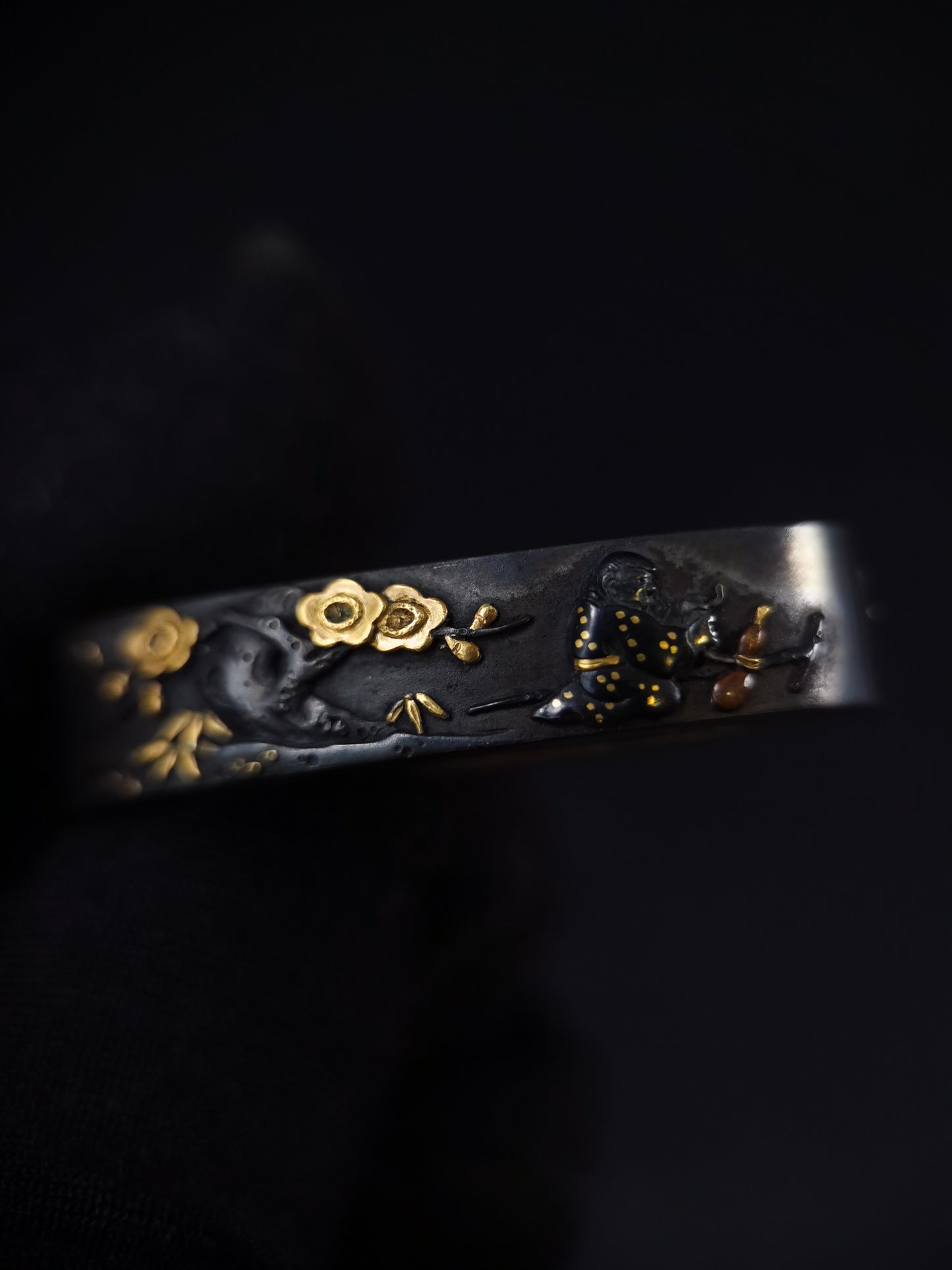 Japanese Iron Crutch Immortal Fuchi & Kashira for Katana and Wakziashi Edo Period Antique B128