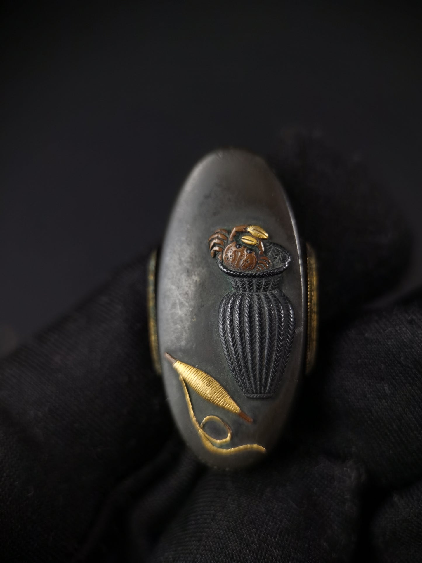 Japanese The harvest of fishing Fuchi & Kashira for Wakziashi Edo Period B131