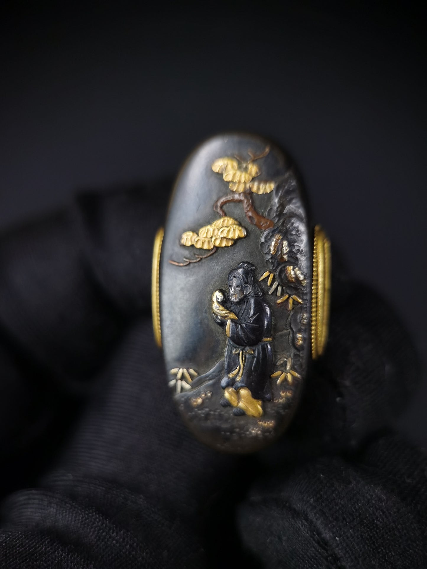 Japanese The Story of Filial Piety Fuchi & Kashira for Katana and Wakziashi Edo Period B133