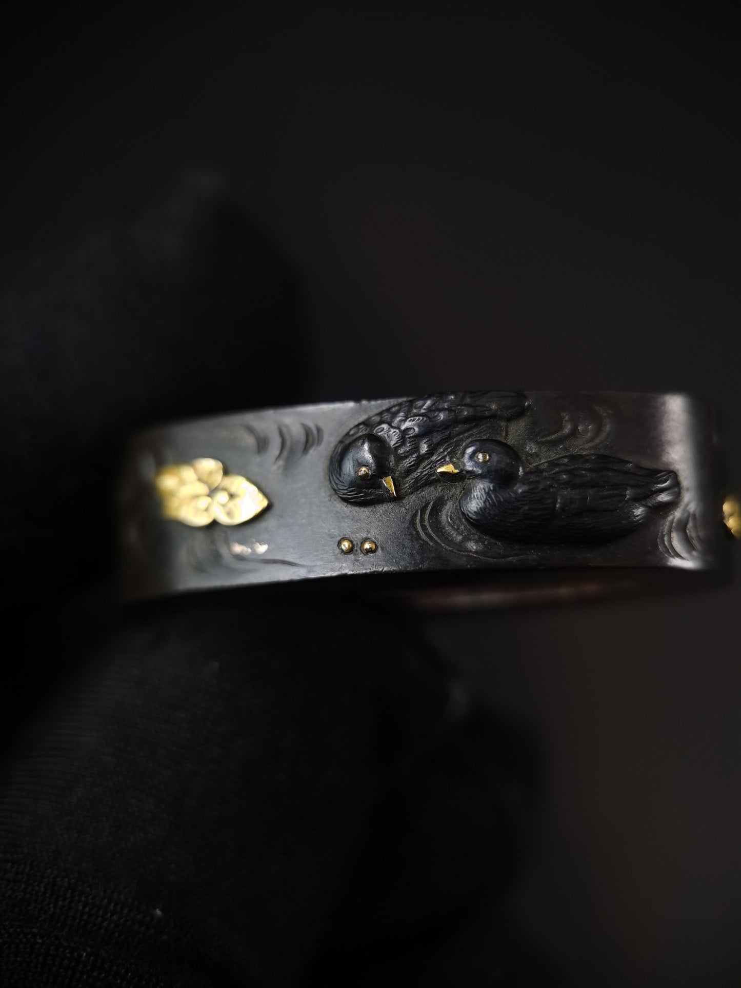 Japanese Waterfowl Fuchi & Kashira for Katana and Wakziashi Edo Period Antique B134