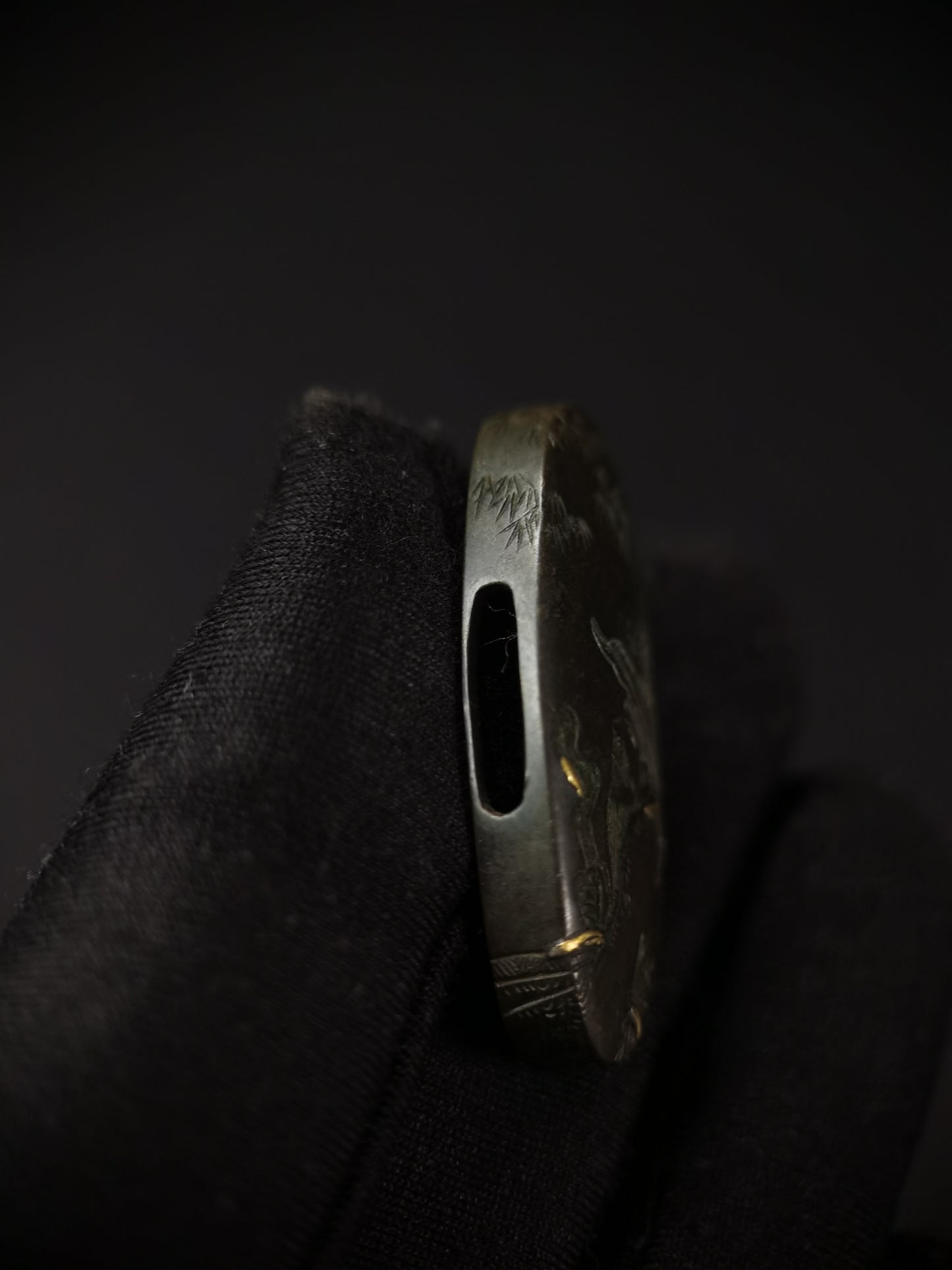 Japanese The god of longevity Fuchi & Kashira for Katana and Wakziashi Edo Period B135