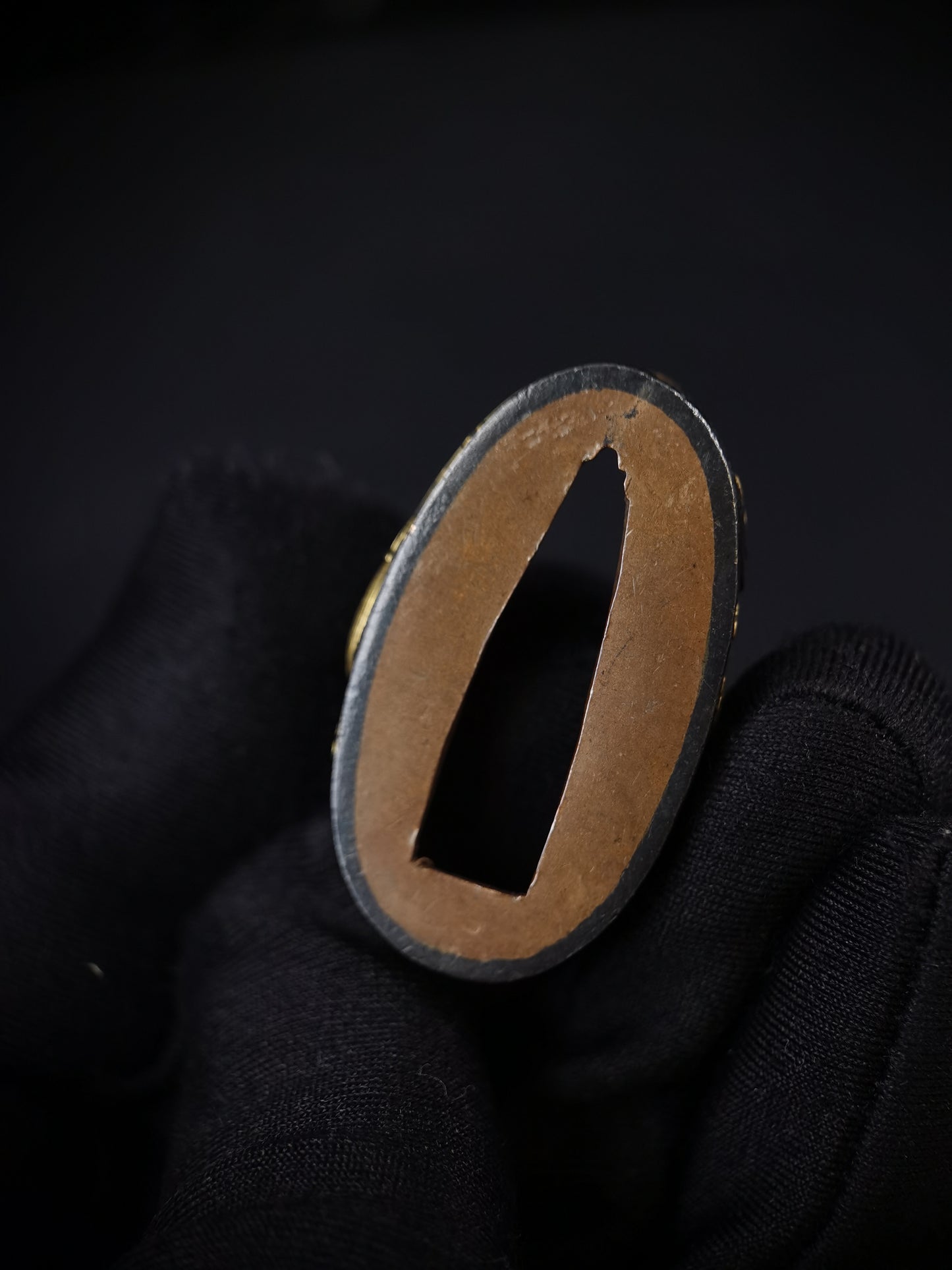 Japanese Pine Tree and Broom Pattern Single Fuchi for Katana Wakziashi Edo Period Antique F187