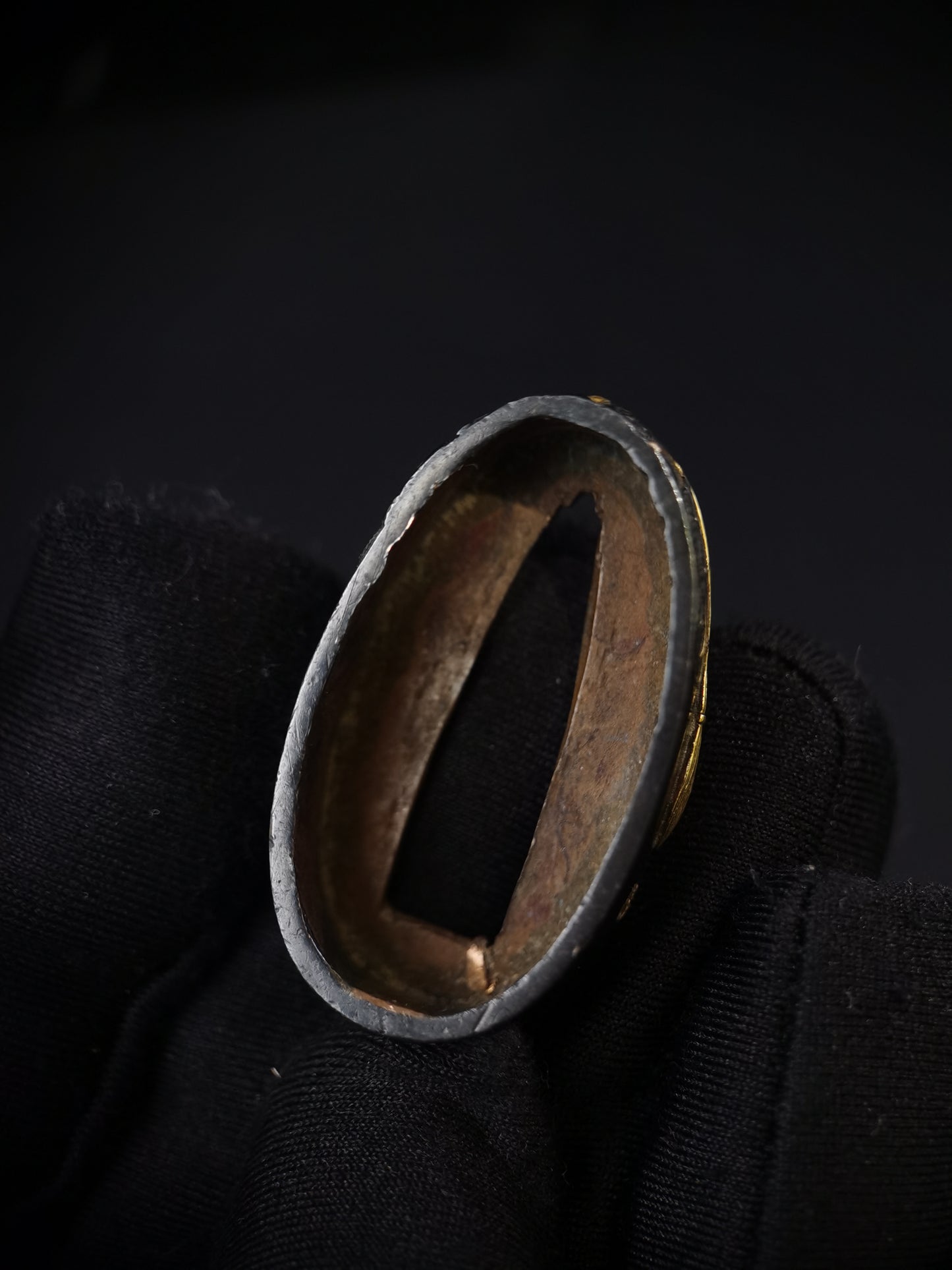 Japanese Pine Tree and Broom Pattern Single Fuchi for Katana Wakziashi Edo Period Antique F187