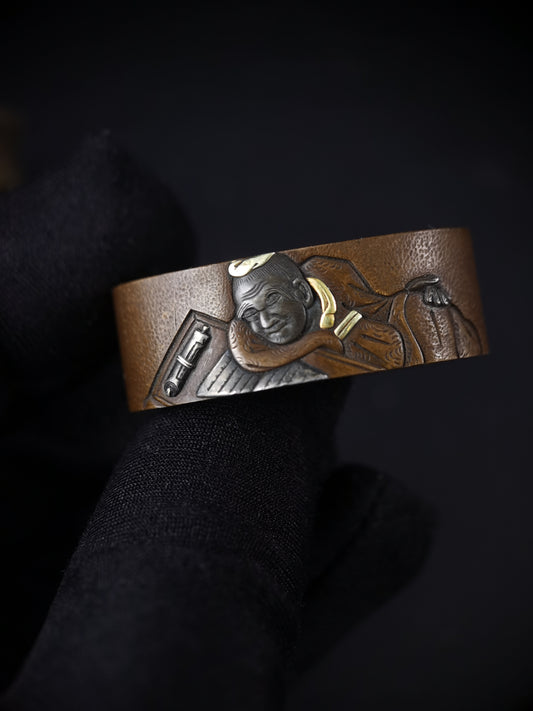 Japanese Zhuangzi and the Butterfly Dream Pattern Single Fuchi for Katana Wakziashi Edo Period Antique F191