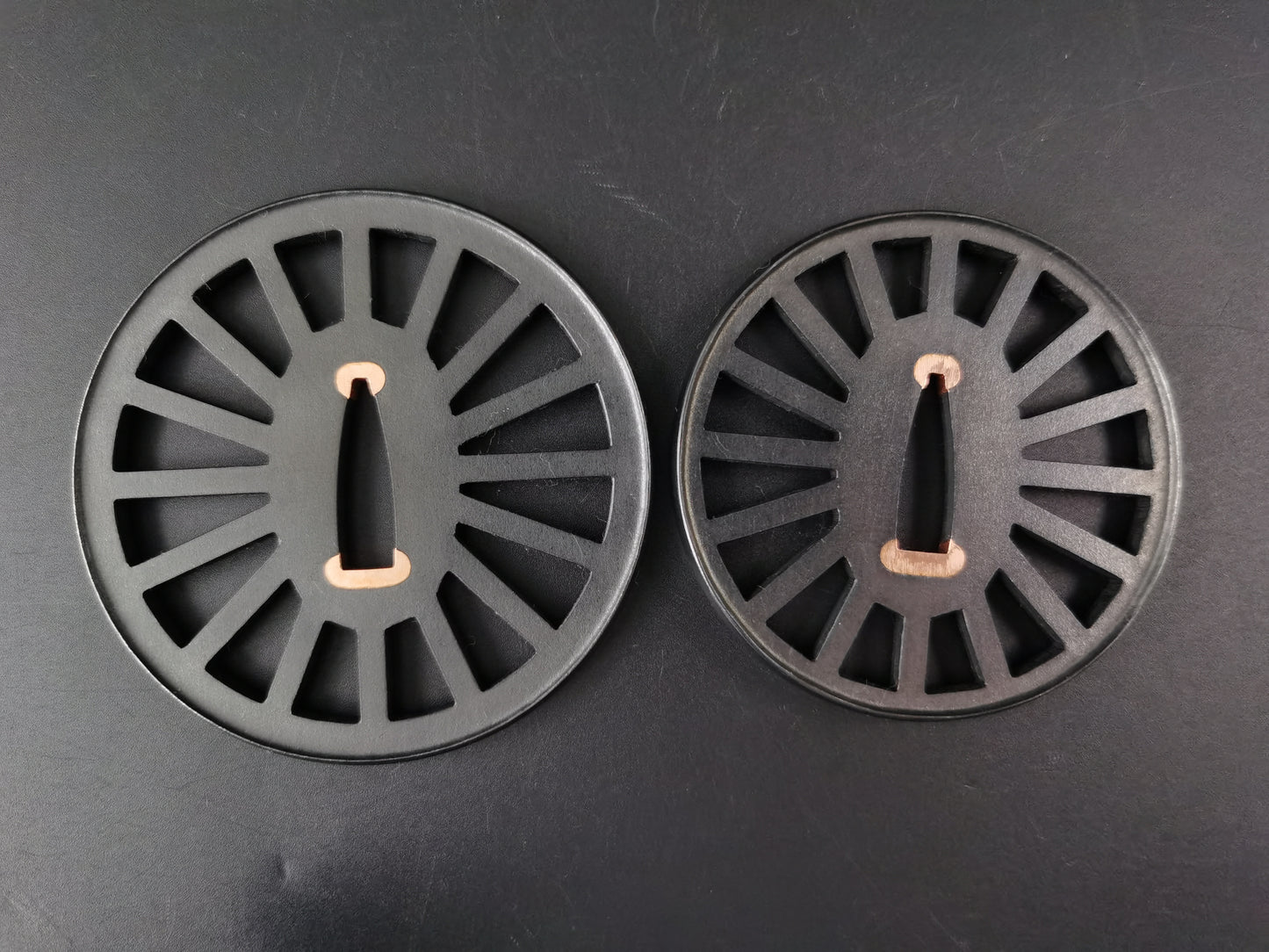 Japanese Wheel Pattern Large & Small Paired Tsuba for Katana and Wakziashi, X014