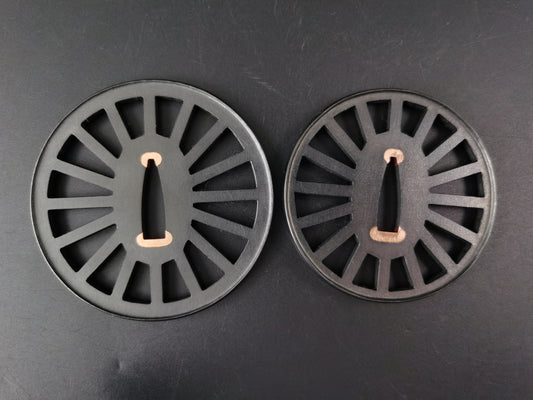 Japanese Wheel Pattern Large & Small Paired Tsuba for Katana and Wakziashi, X014