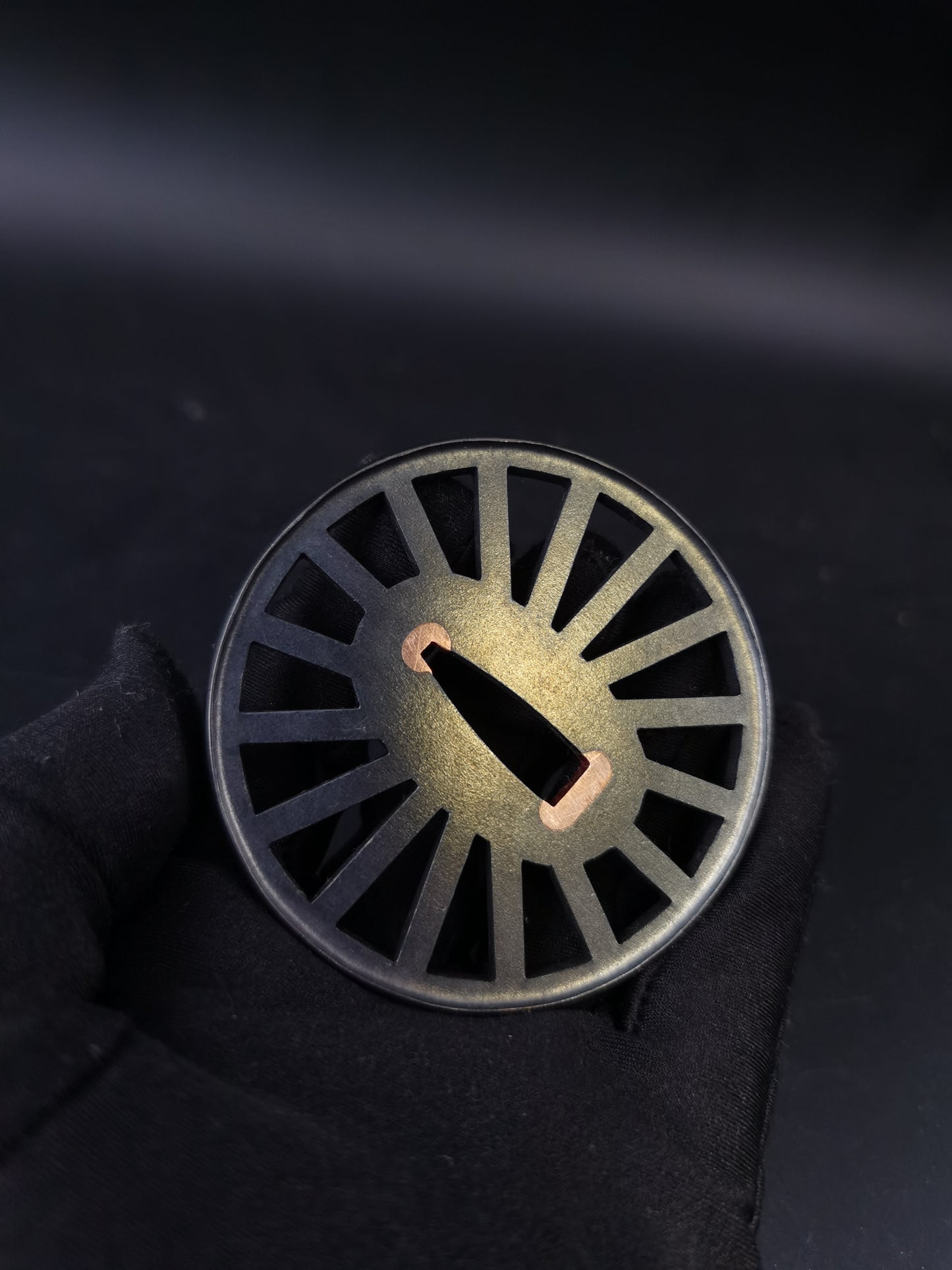 Japanese Wheel Pattern Large & Small Paired Tsuba for Katana and Wakziashi, X014