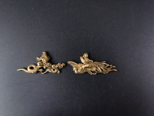 Japanese Two Saints Pattern Menuki for Katana and wakziashi , Y183