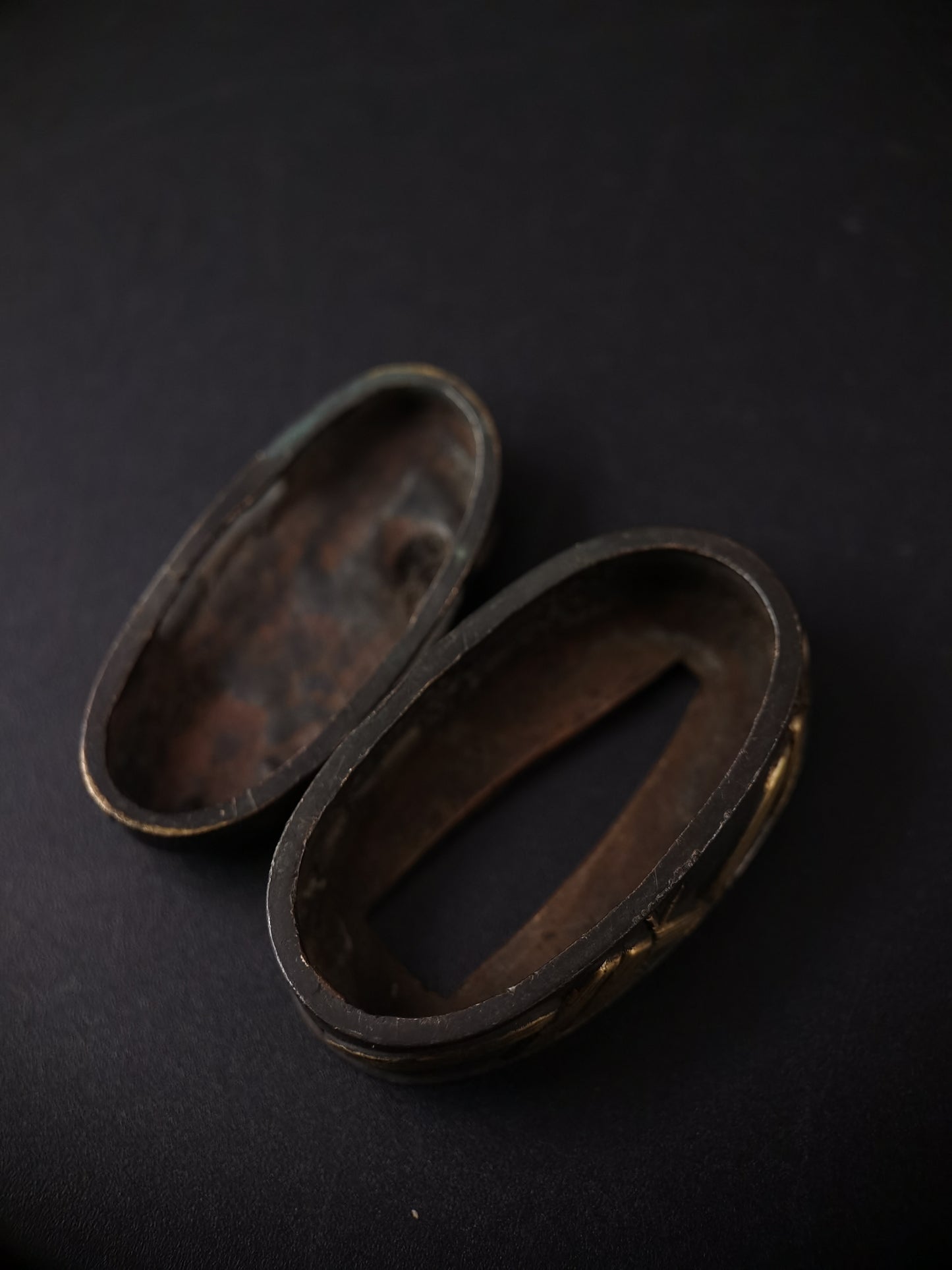 Japanese Bamboo Grove Flying Birds Fuchi & Kashira for Katana Meiji Period B139