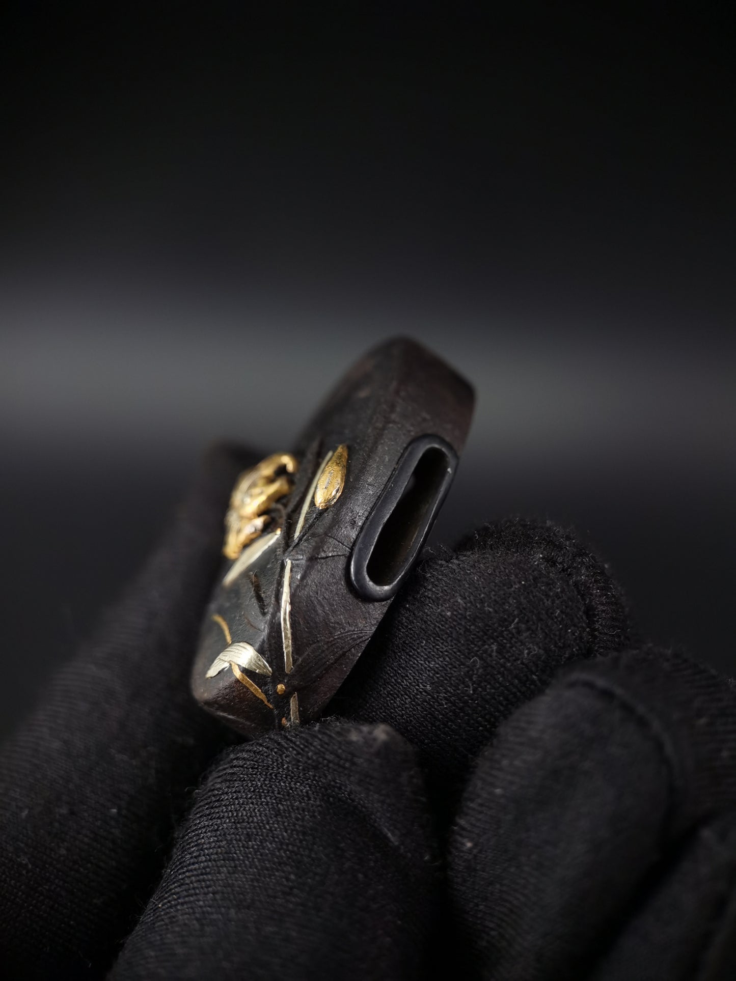 Japanese Lily Pattern Fuchi & Kashira for Katana Edo Period Antique B154