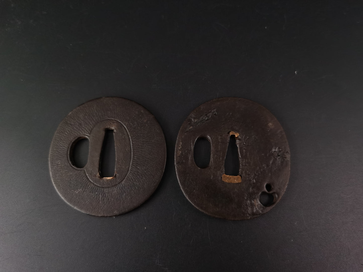 Japanese Two iron Tsuba for Wakziashi Special Offer Edo Period Antique A274