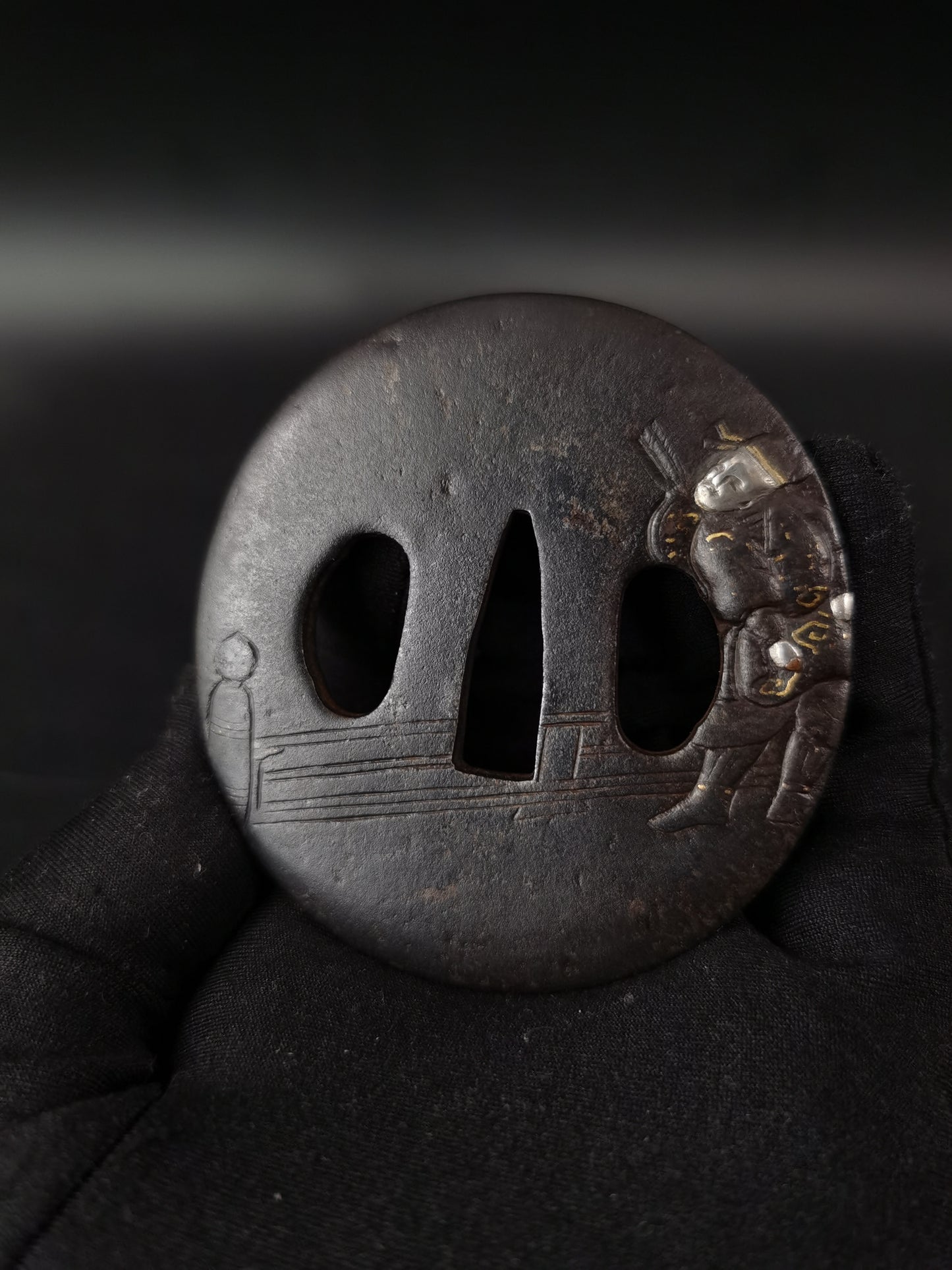 Japanese Type YangYouJi Pattern Tsuba for Wakziashi Edo Period Antique A275