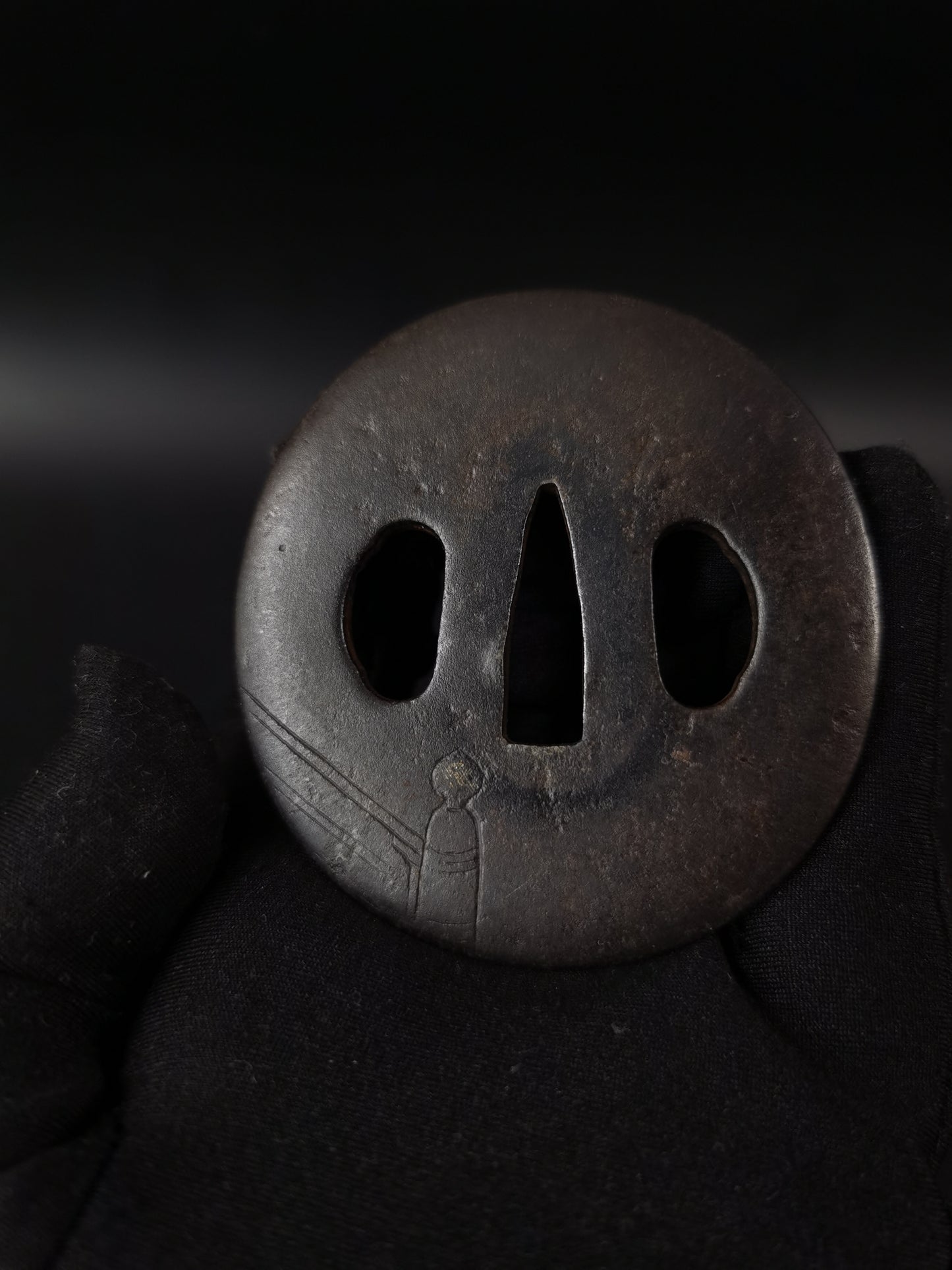 Japanese Type YangYouJi Pattern Tsuba for Wakziashi Edo Period Antique A275