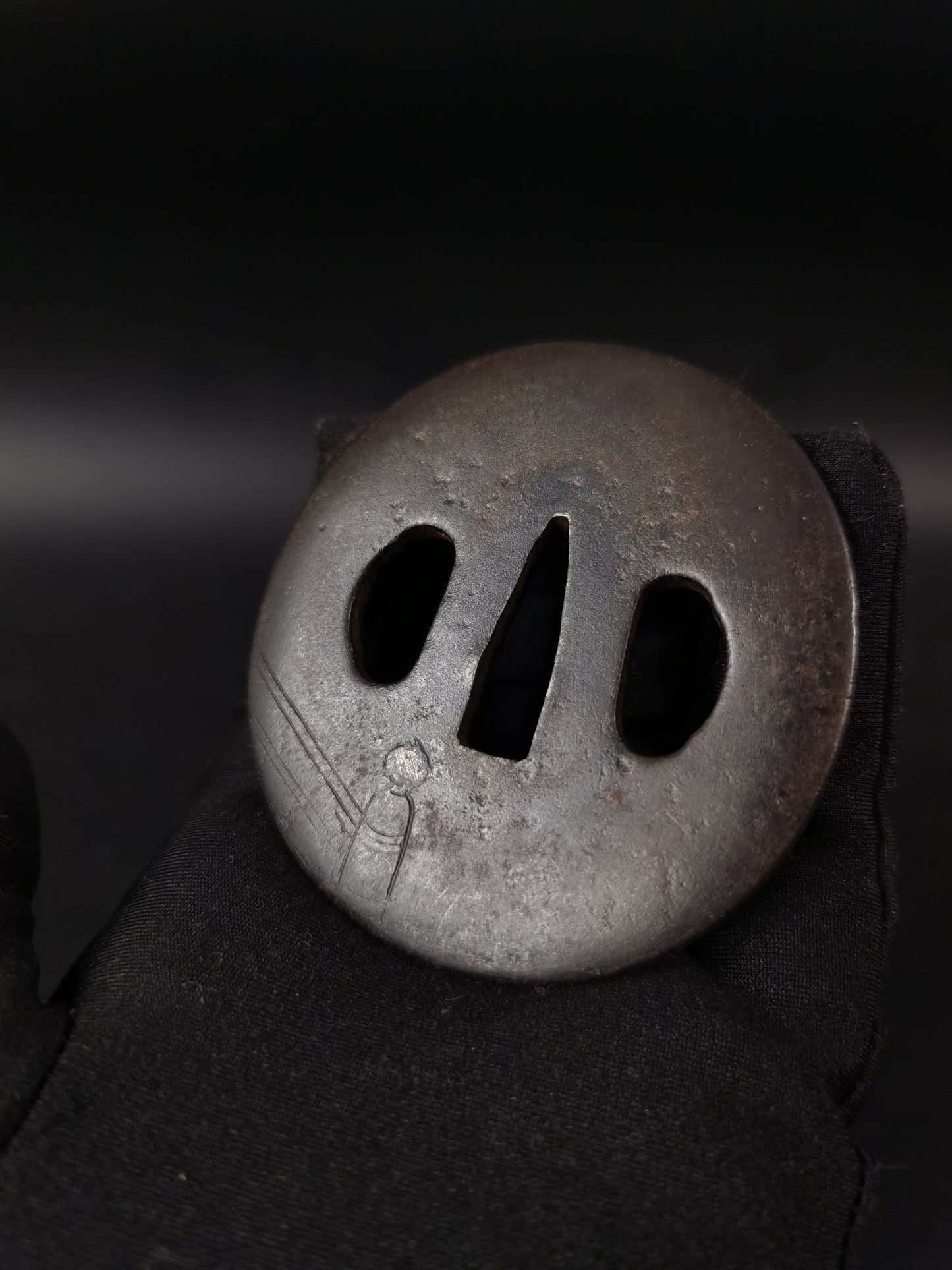 Japanese Type YangYouJi Pattern Tsuba for Wakziashi Edo Period Antique A275