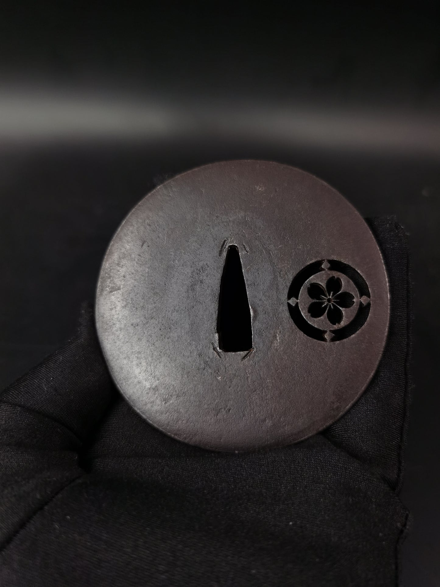 Japanese Cherry blossom butterfly shape Tsuba for Katana Edo Period Antique A280