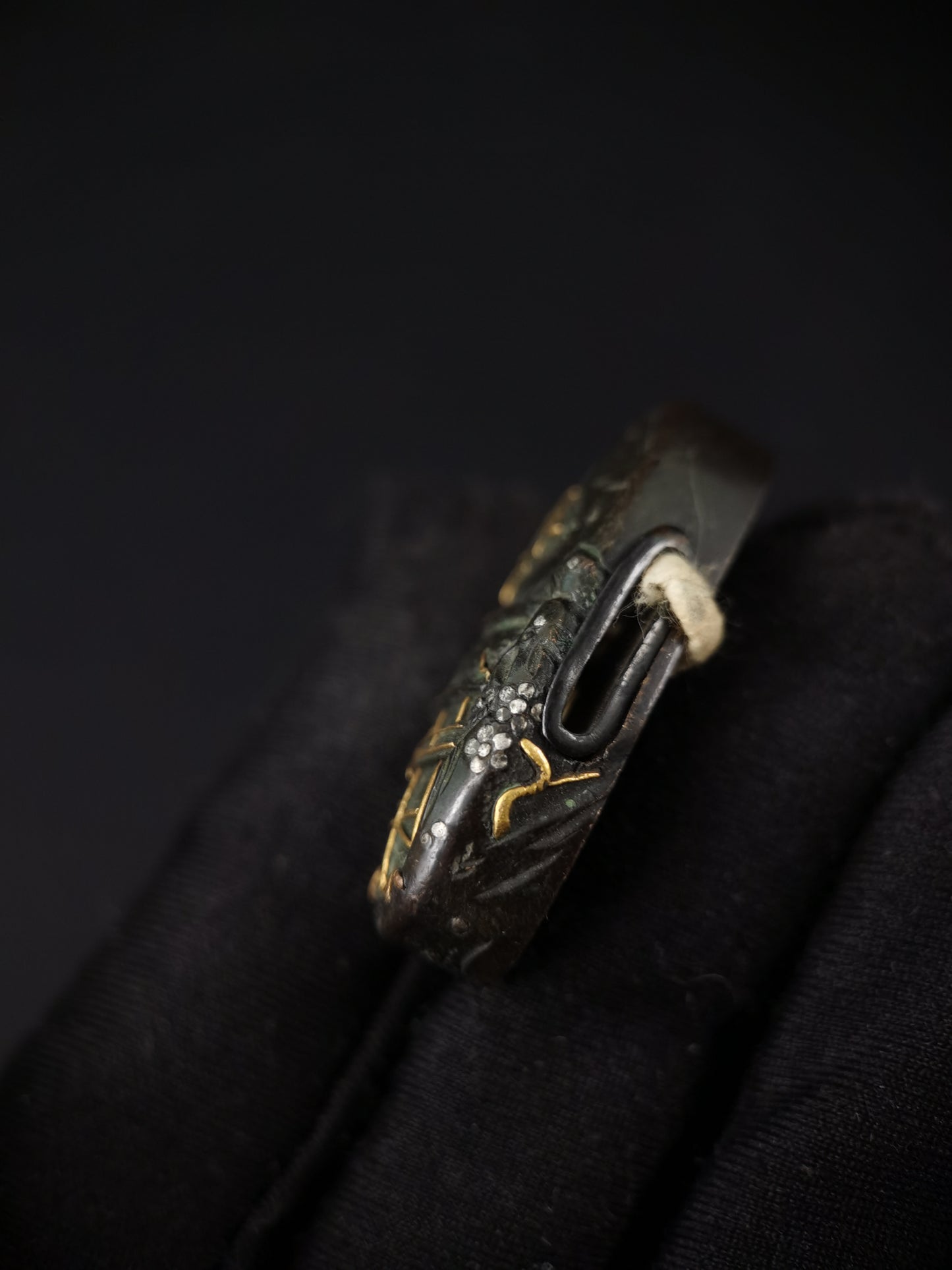 Japanese Moon and Water House Fuchi & Kashira for Katana Edo Period Antique B157