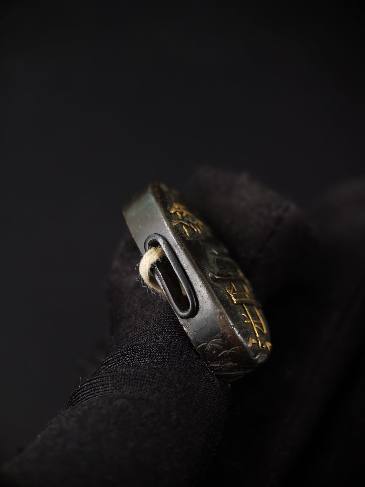 Japanese Moon and Water House Fuchi & Kashira for Katana Edo Period Antique B157