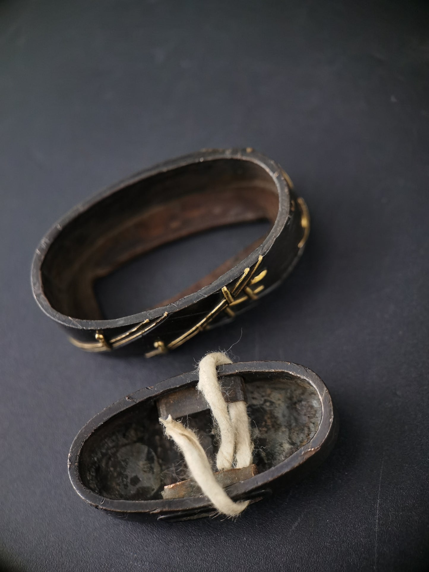 Japanese Moon and Water House Fuchi & Kashira for Katana Edo Period Antique B157