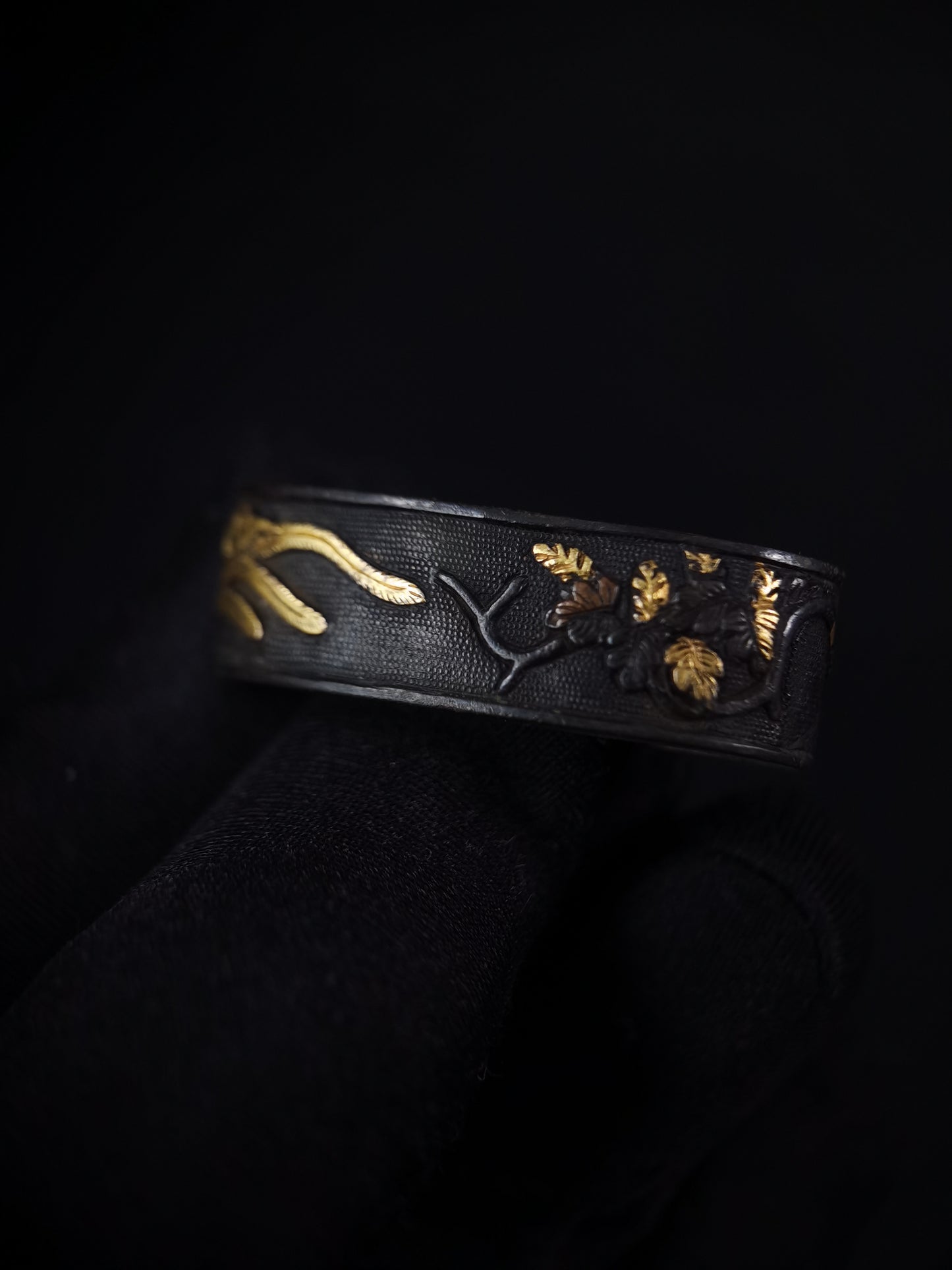 Japanese Phoenix and parasol tree Fuchi & Kashira for Katana and Wakziashi B163